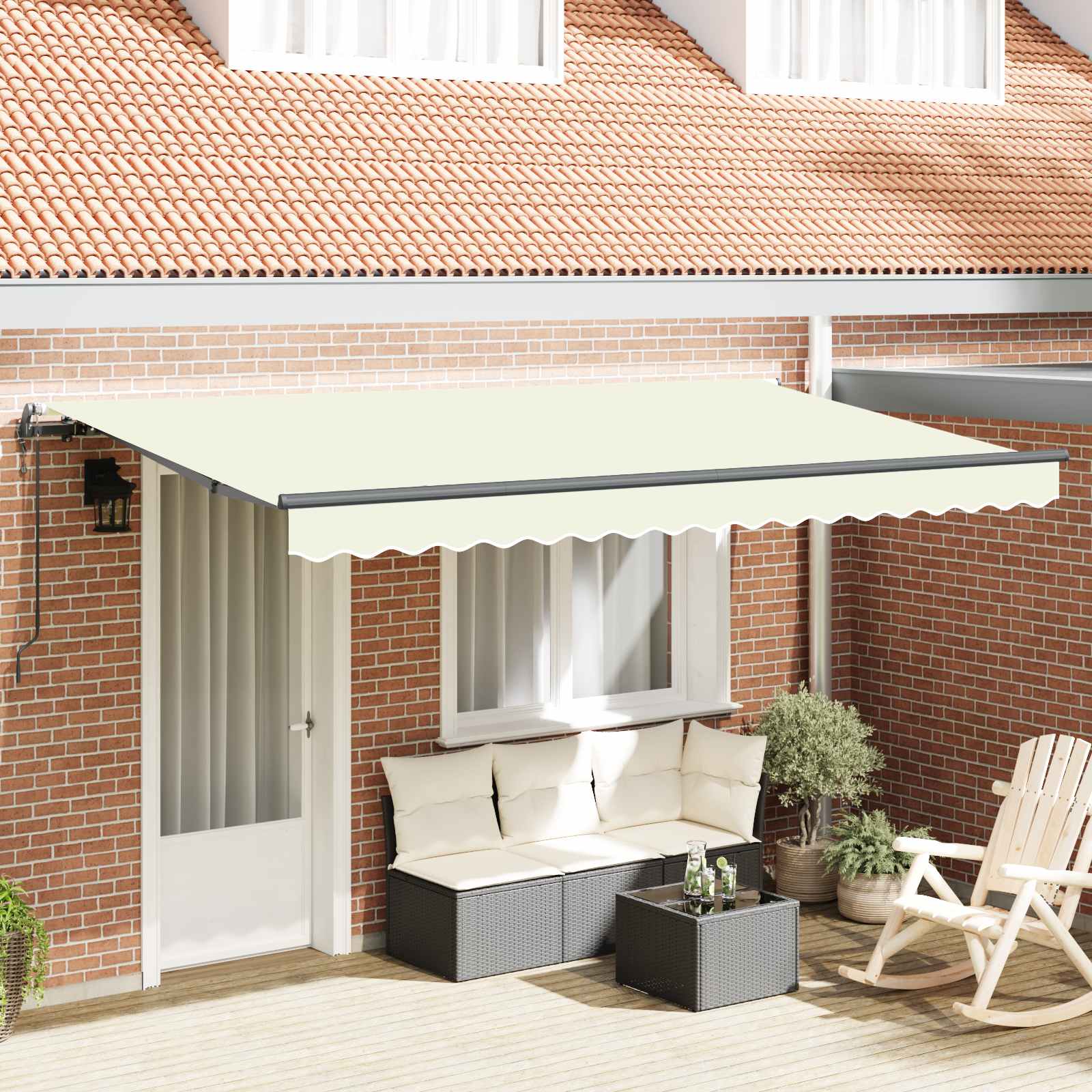 Skrovita tenda Krema 400 x 200 cm tkanina