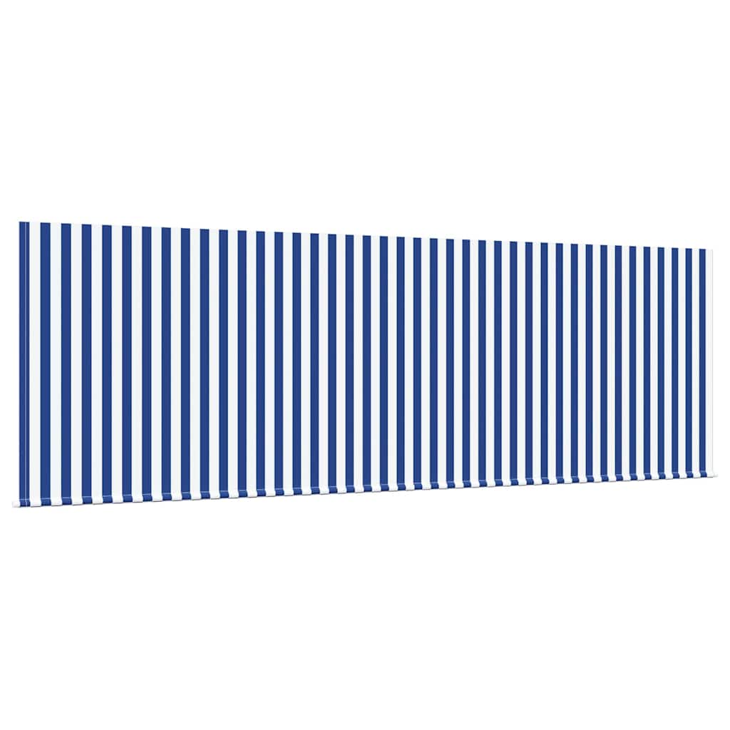 Skrovita tenda Plava i bijela 400 x 200 cm Poliester i aluminij