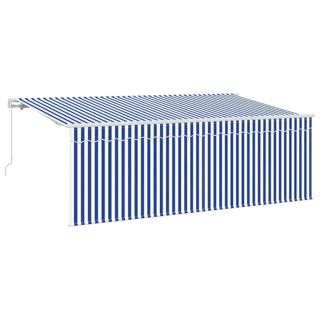 Skrovita tenda Plava i bijela 400 x 200 cm Poliester i aluminij