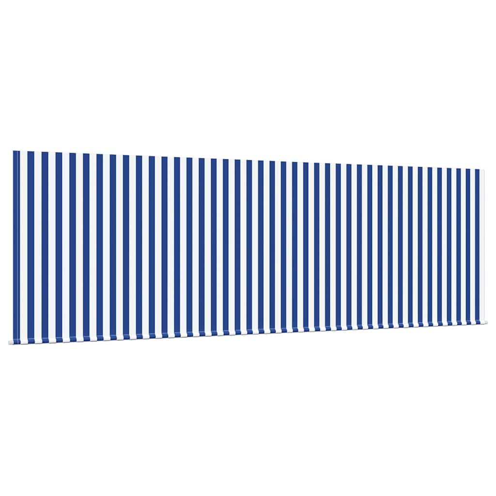 Skrovita tenda Plava i bijela 400 x 200 cm Poliester i aluminij