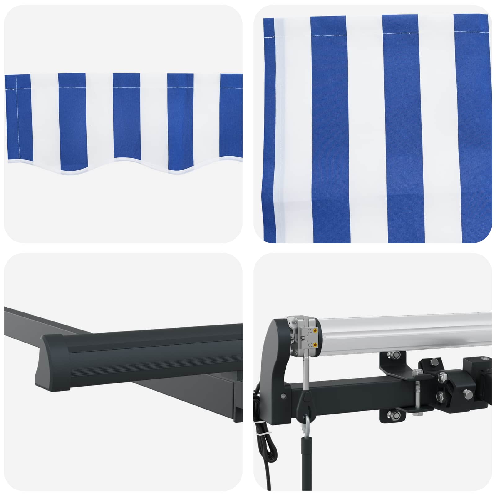 Skrovita tenda Plava i bijela 400 x 200 cm Poliester i aluminij