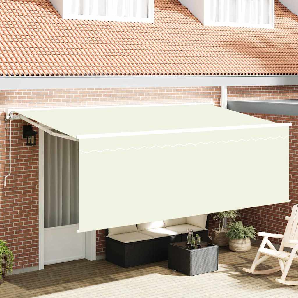 Skrovita tenda Krema 400 x 200 cm Poliester i aluminij