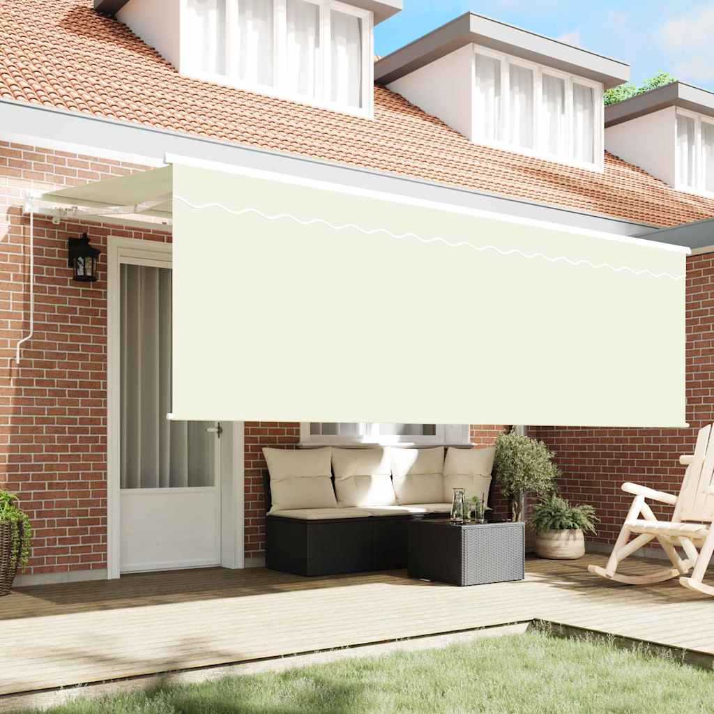 Skrovita tenda Krema 400 x 200 cm Poliester i aluminij