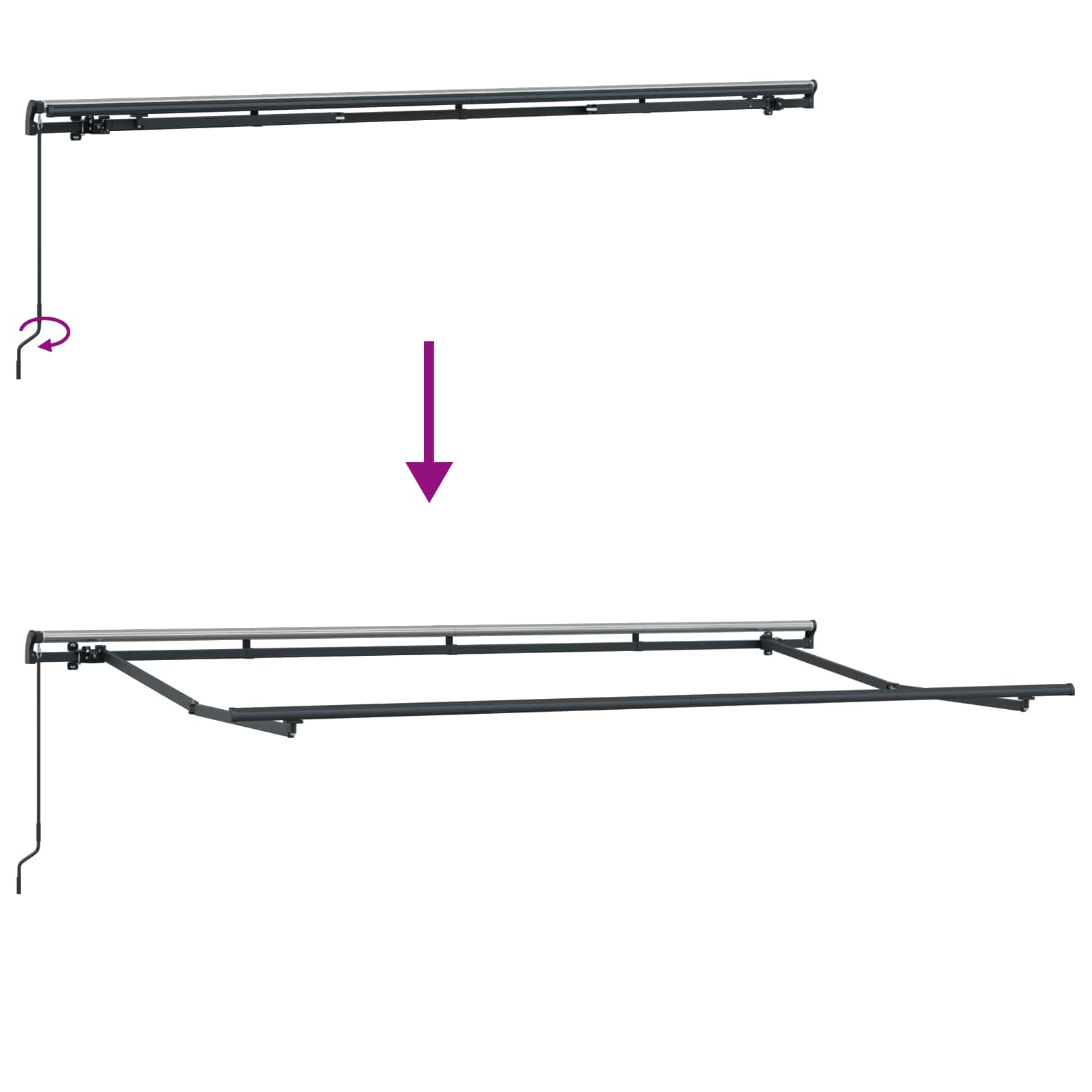 Skrovita tenda Krema 400 x 200 cm Poliester i aluminij
