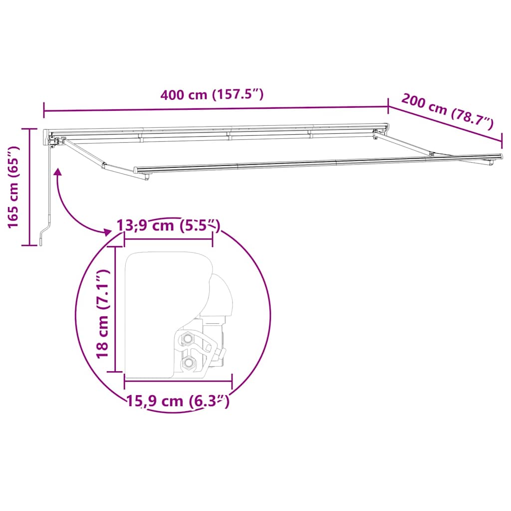 Okvir tende Šareni 400 x 200 cm Poliester s PU premazom
