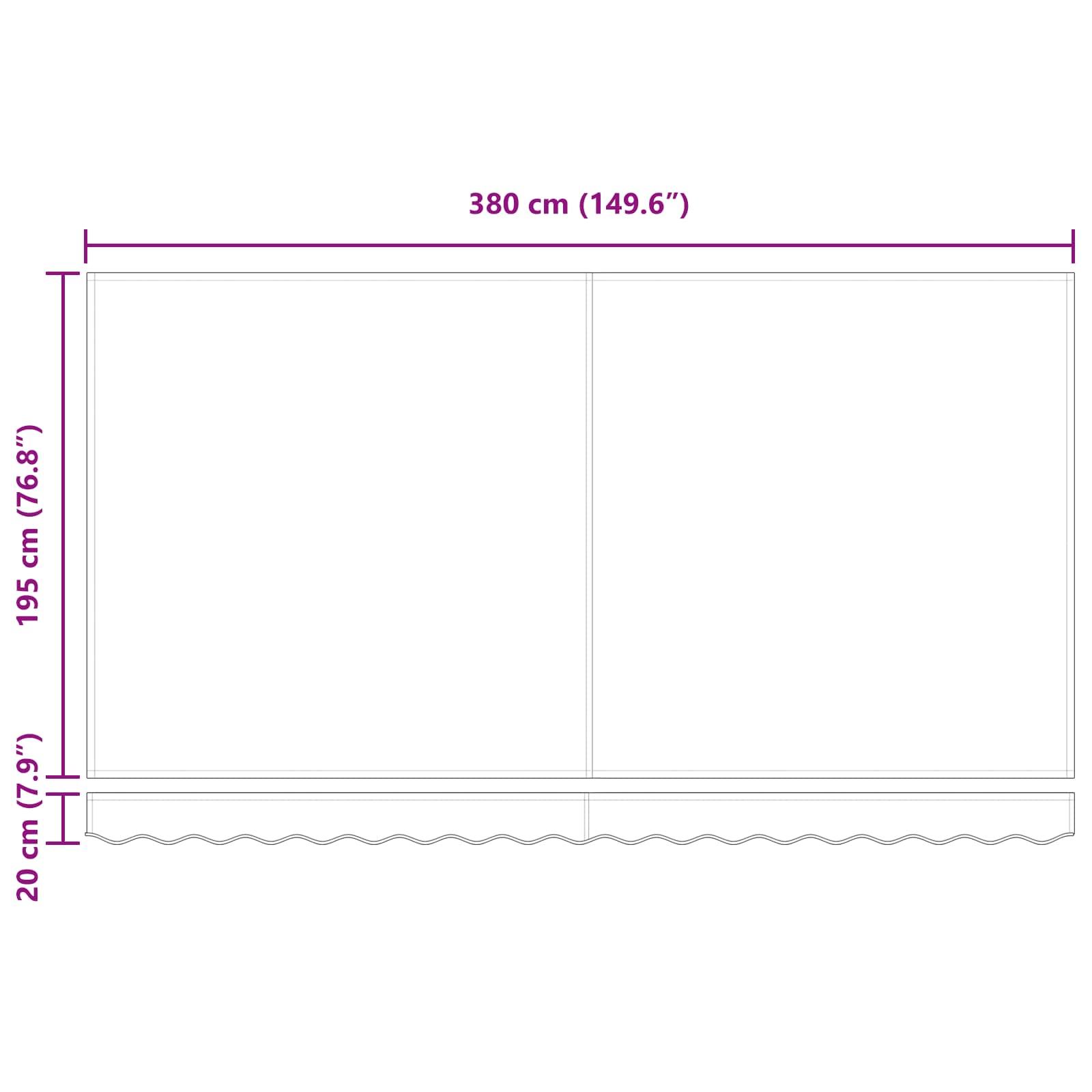 Skrovita tenda Svijetlo siva 400 x 200 cm tkanina
