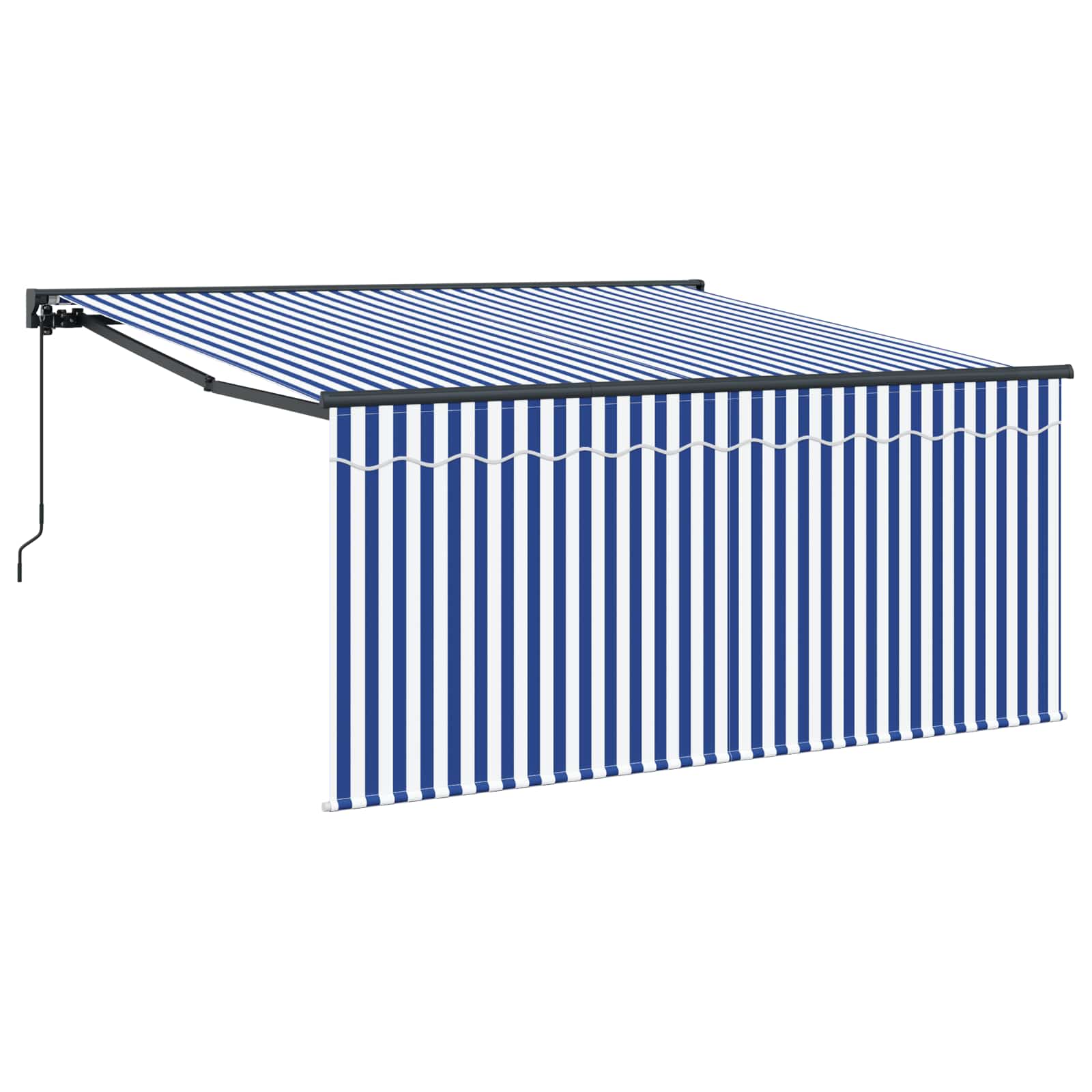 Skrovita tenda Plava i bijela 300 x 250 cm Poliester i aluminij