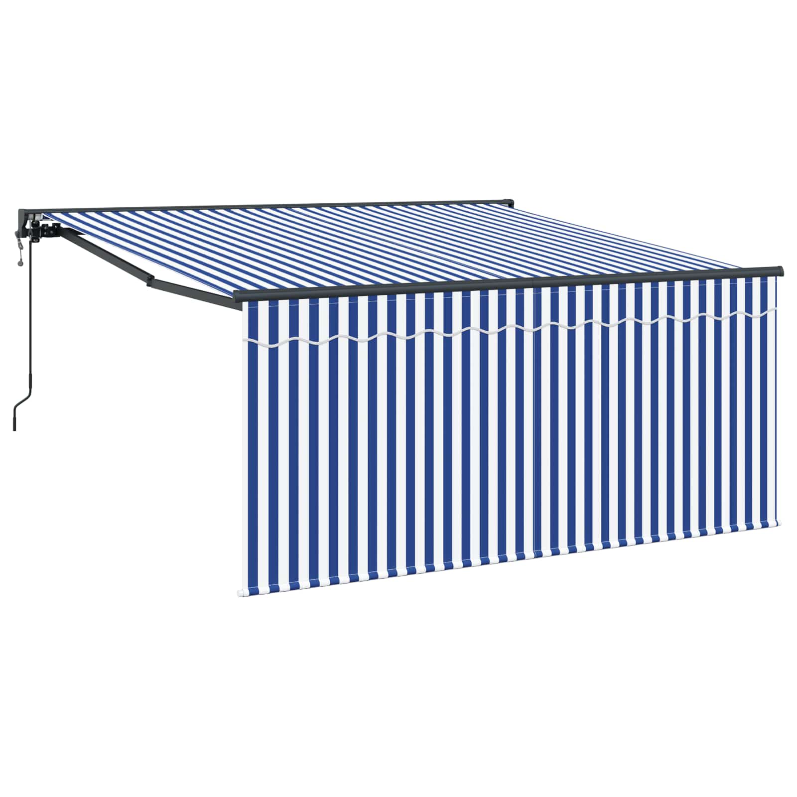 Skrovita tenda Plava i bijela 300 x 250 cm Poliester i aluminij