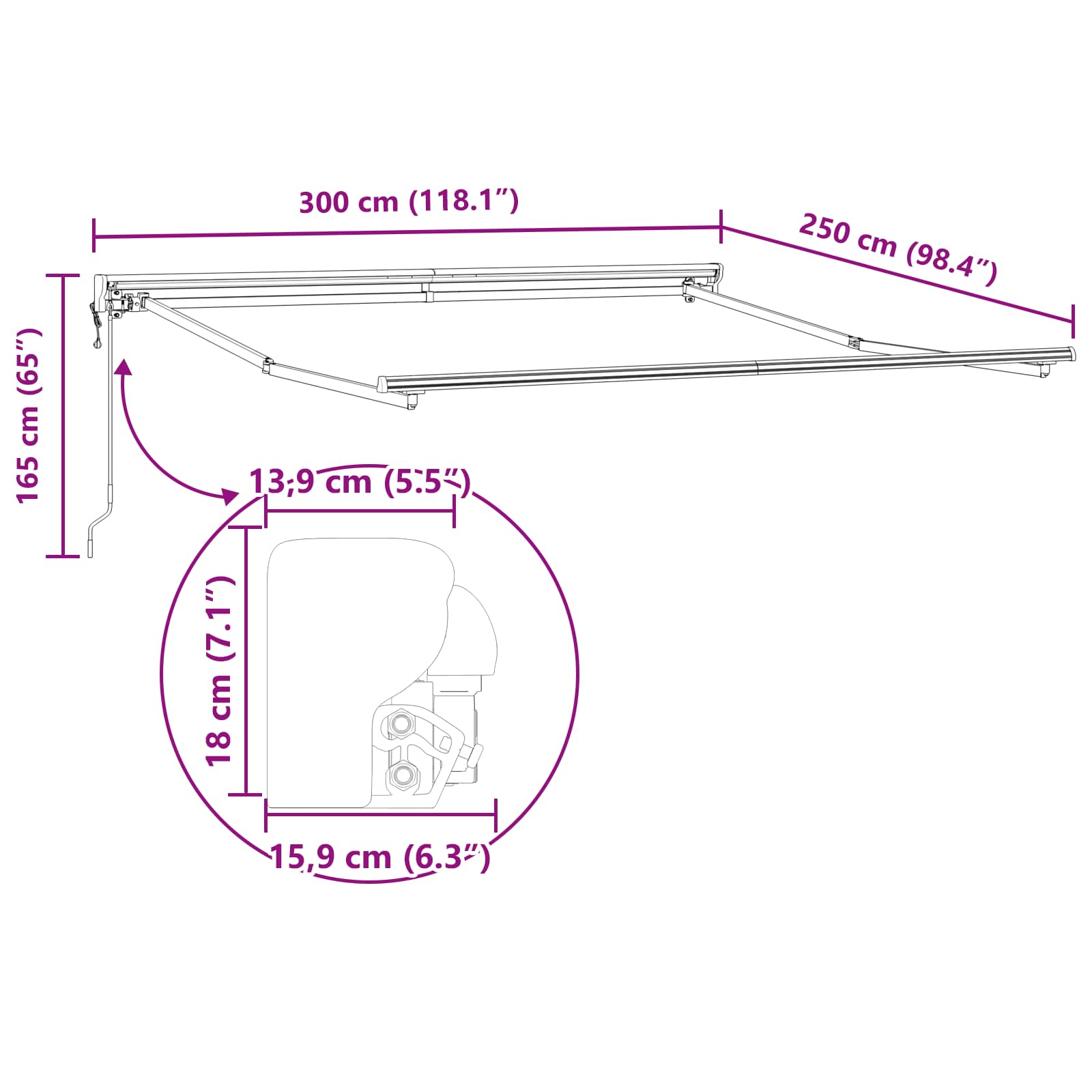 Okvir tende Krema 300 x 250 cm Poliester s PU premazom