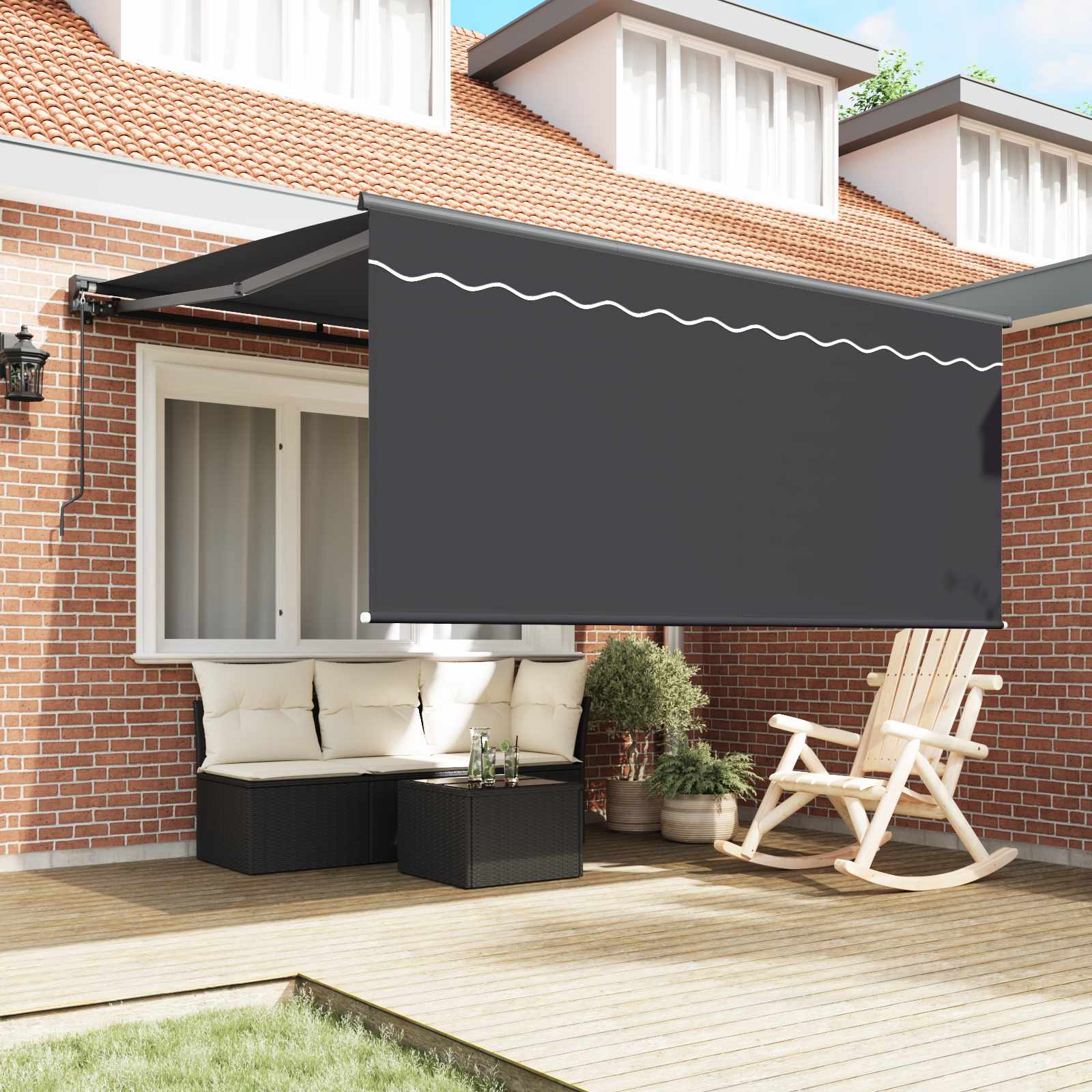 Skrovita tenda Antracit 300 x 250 cm Poliester i aluminij