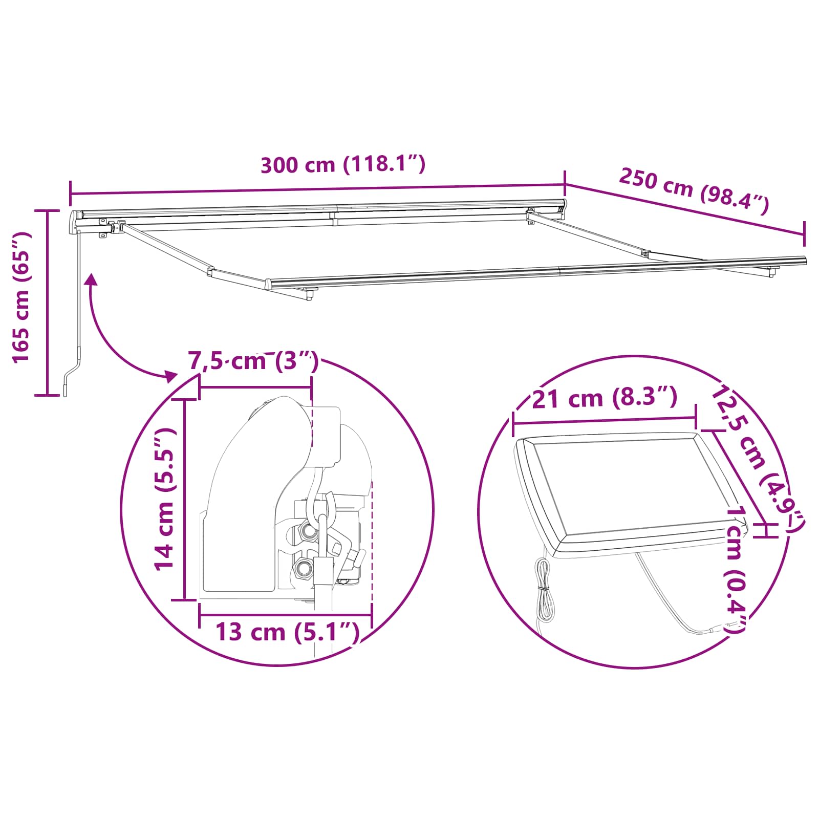 Skrovita tenda Žuta i narančasta 300 x 250 cm tkanina