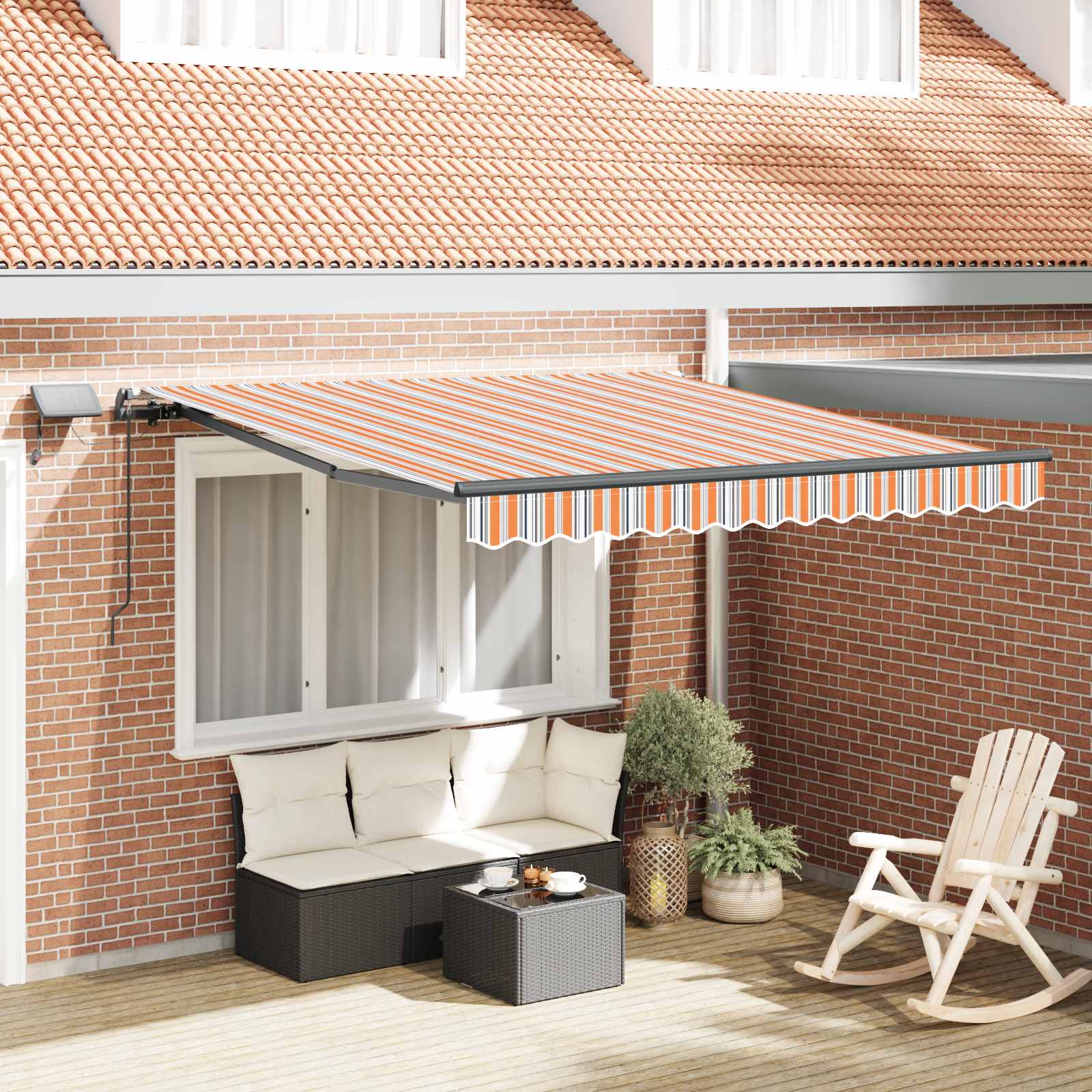 Skrovita tenda S LED lampica Šareni 300 x 250 cm tkanina