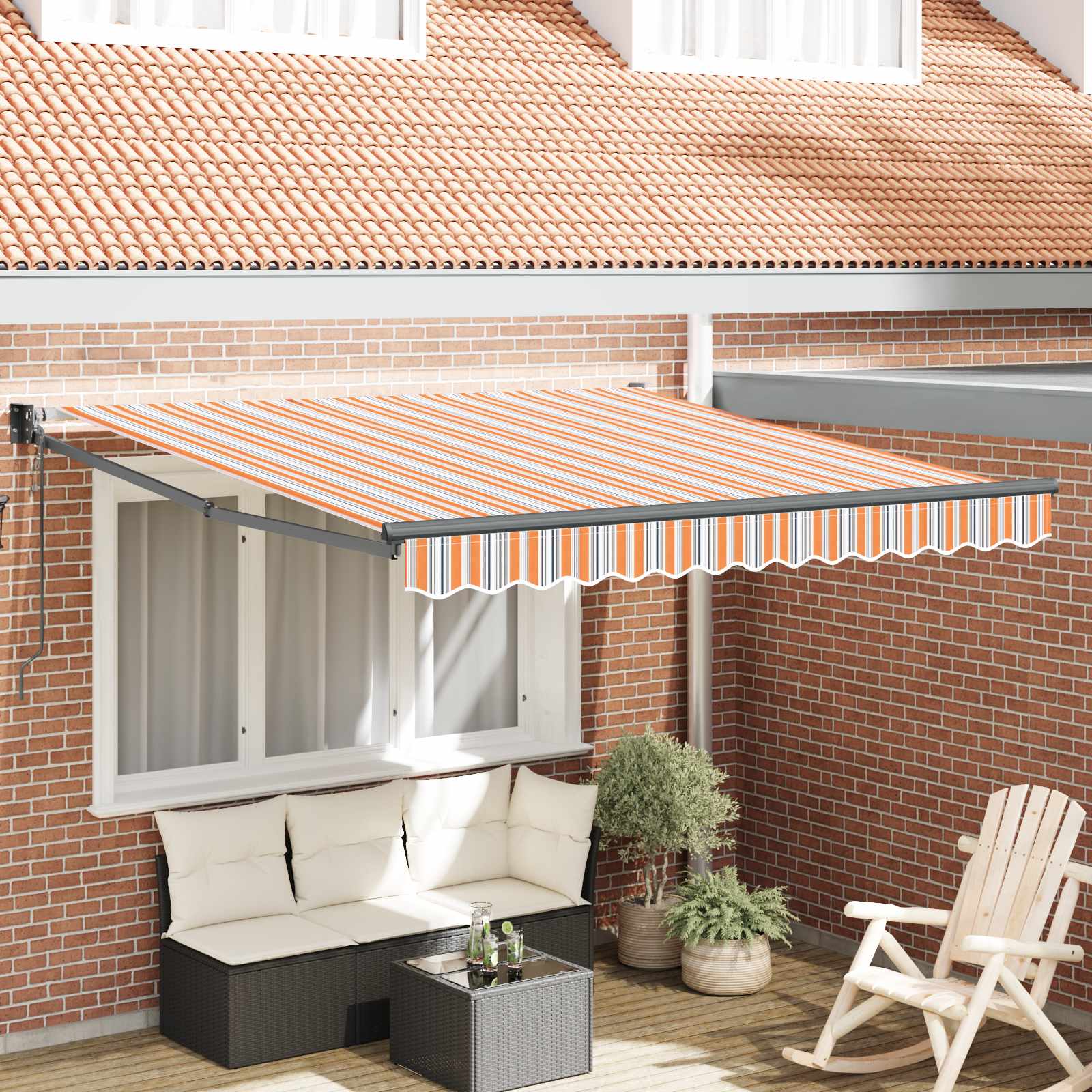 Skrovita tenda Šareni 300 x 250 cm Poliester i aluminij