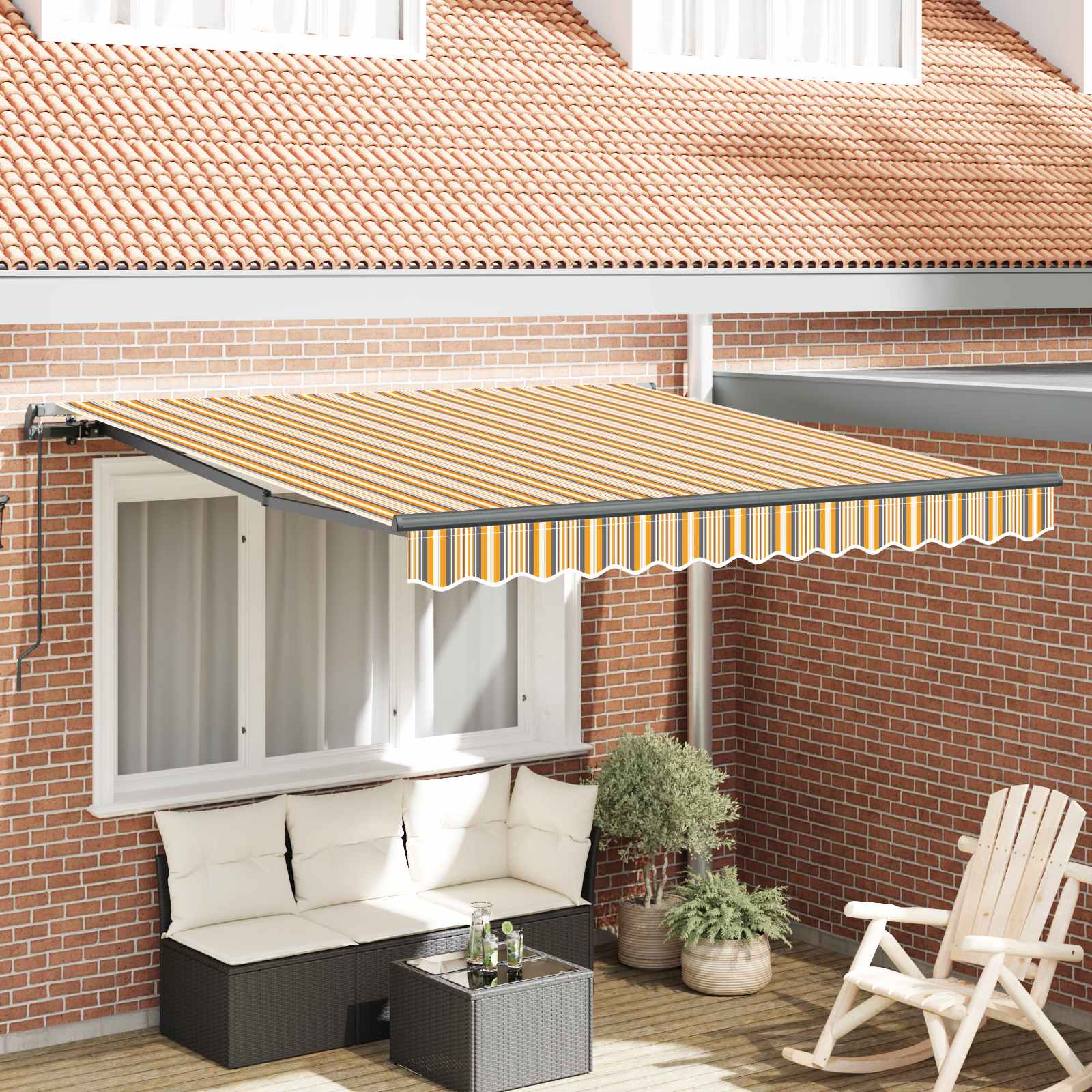 Skrovita tenda Šareni 300 x 250 cm Poliester i čelik