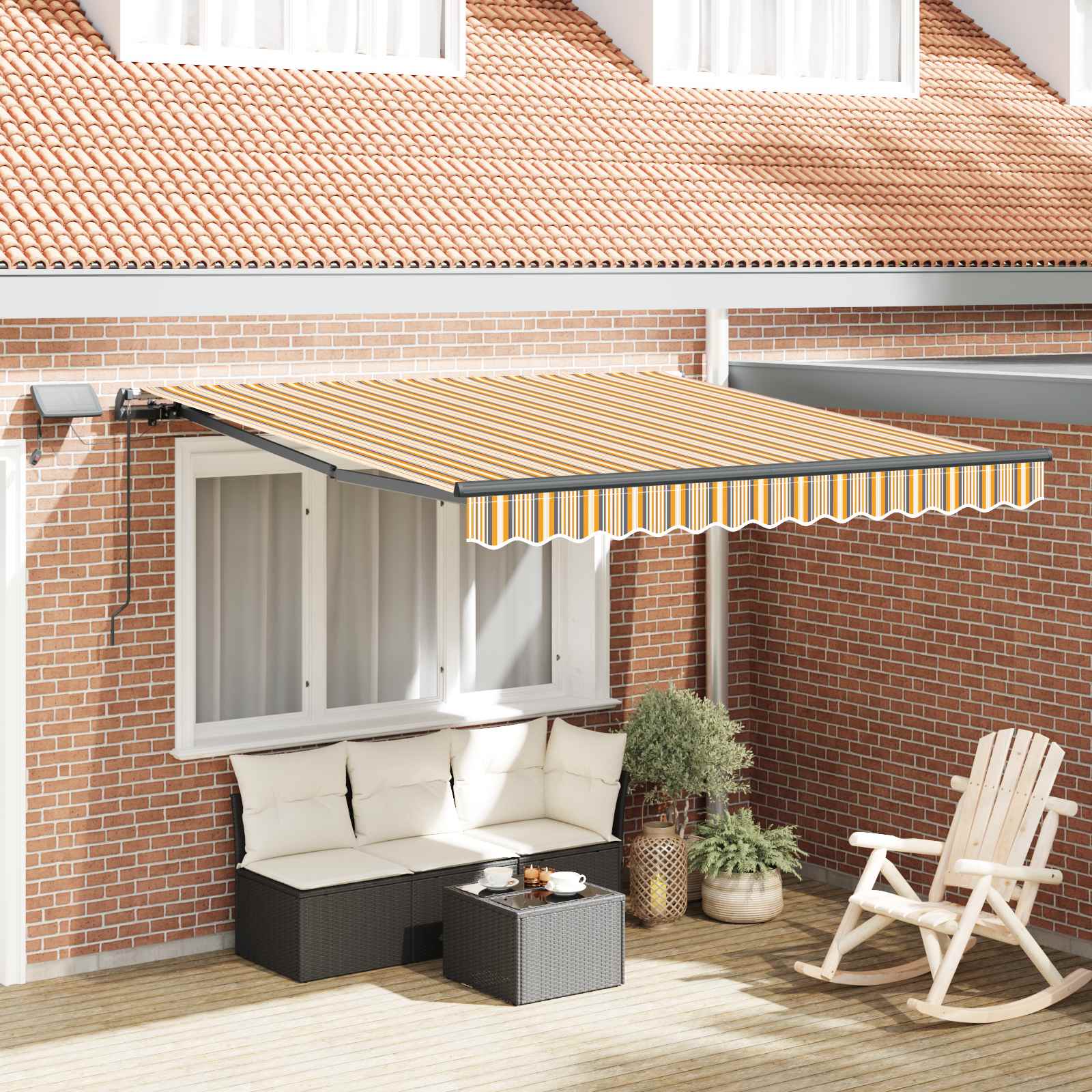 Skrovita tenda S LED lampica Šareni 300 x 250 cm tkanina