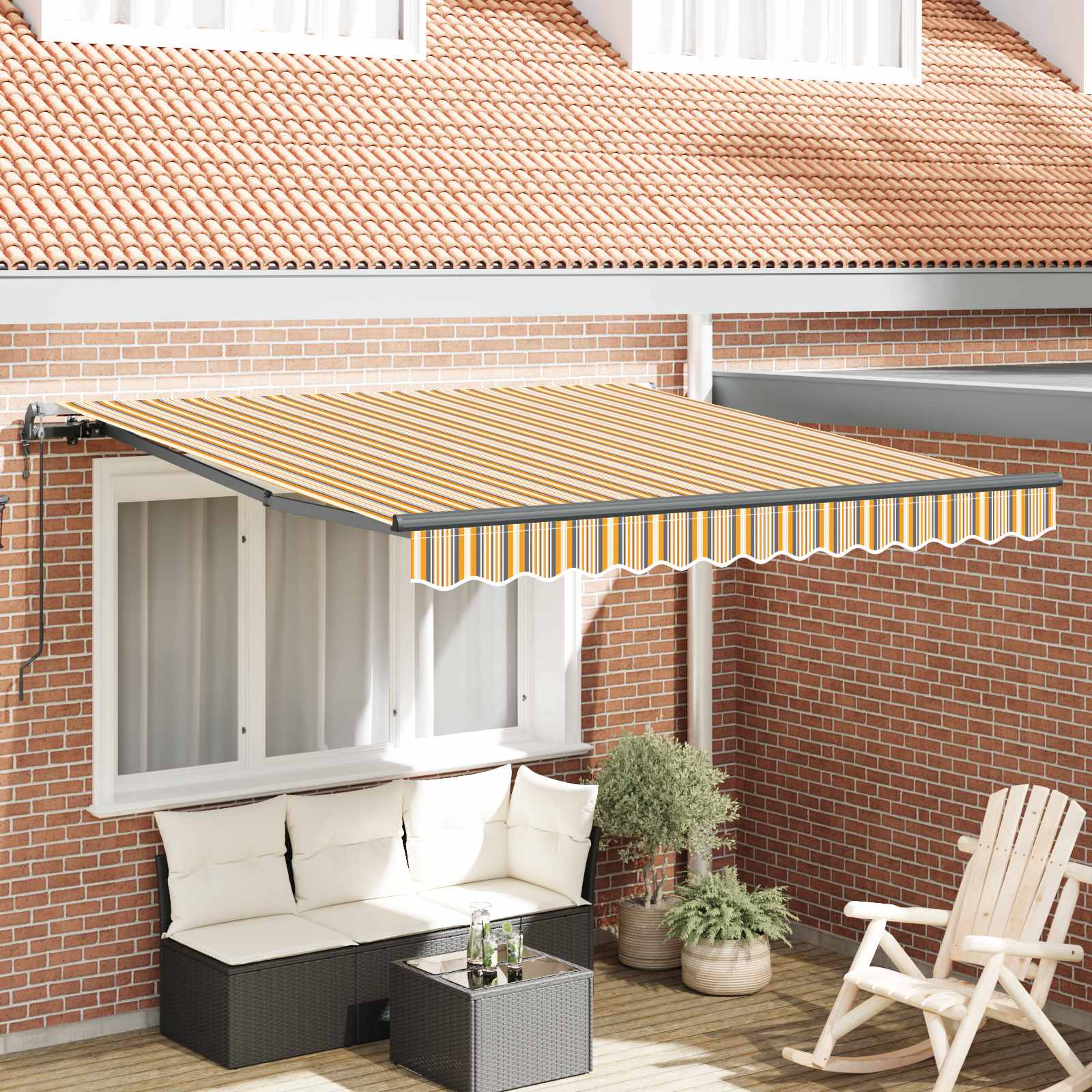 Skrovita tenda Šareni 300 x 250 cm Tkanina i Aluminij
