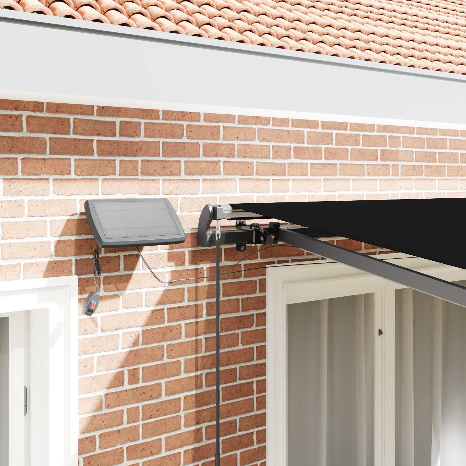 Skrovita tenda S LED lampica Crna 300 x 250 cm tkanina