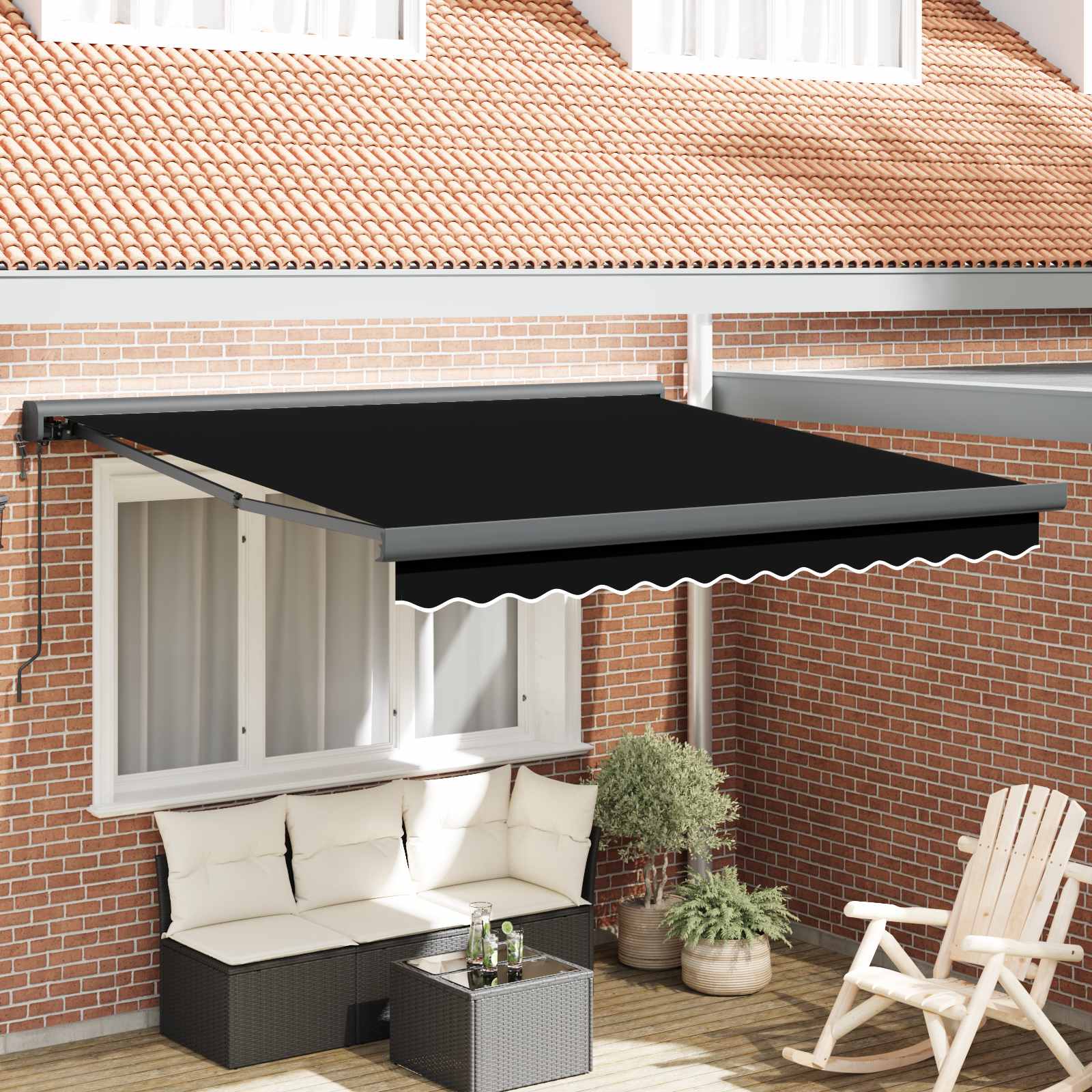 Povlačivi tende Crna 300 x 250 x 165 cm Tkanina i Metal