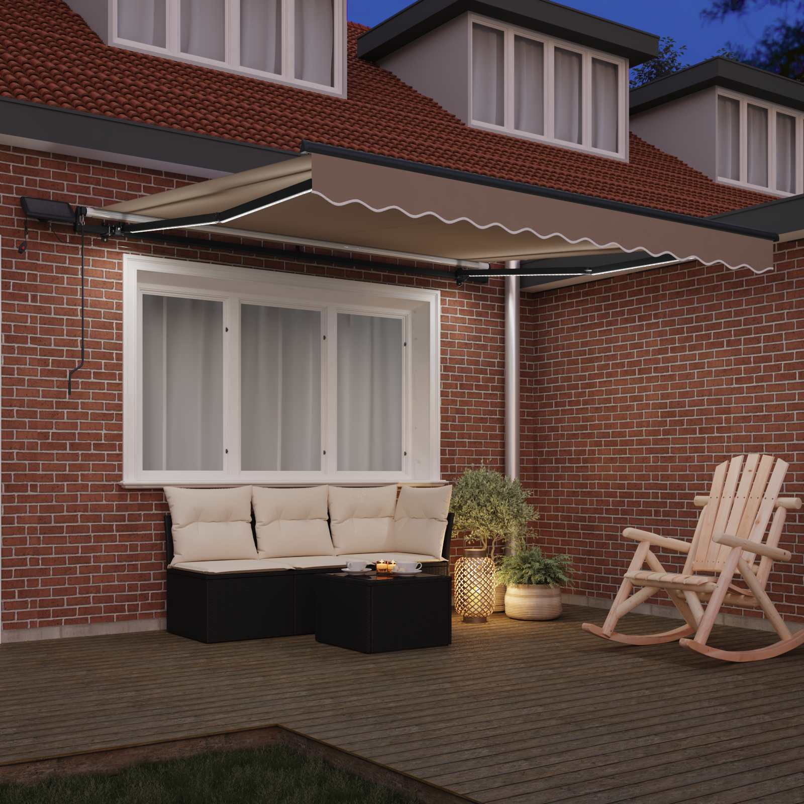 Skrovita tenda S LED lampica Bež 300 x 250 cm tkanina