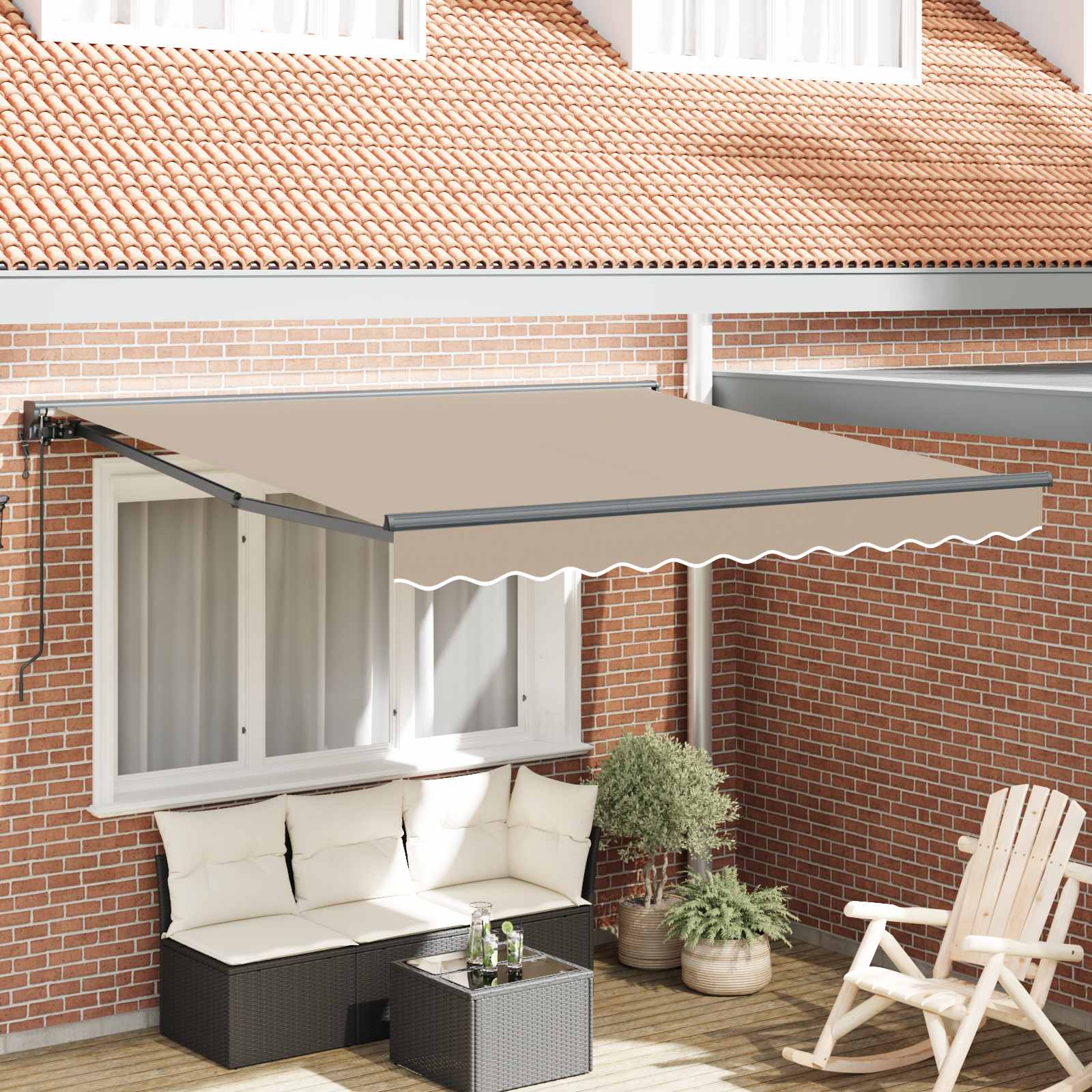 Okvir tende Bež 300 x 250 cm Poliester s PU premazom