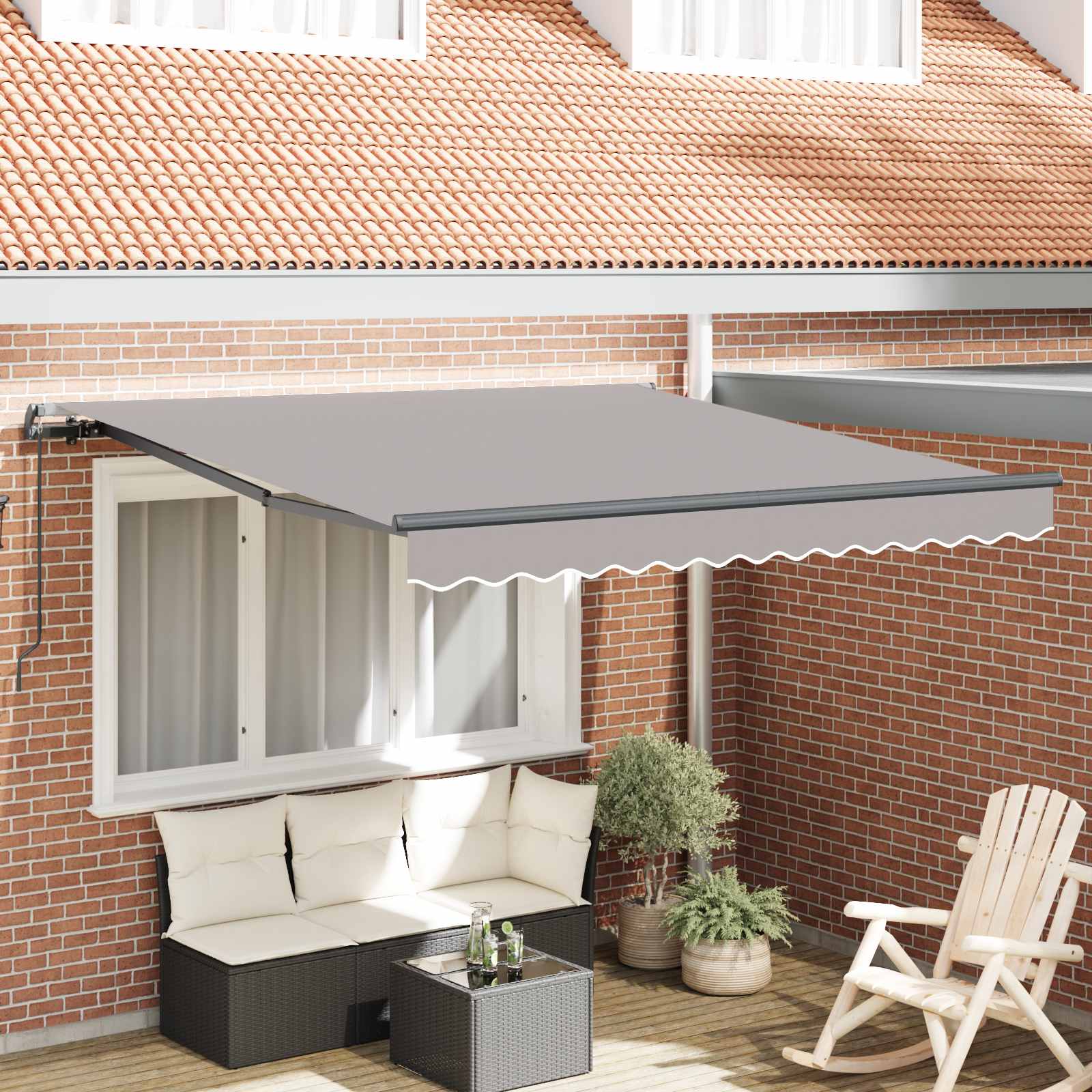 Skrovita tenda Svijetlo siva 300 x 250 cm Poliester i čelik