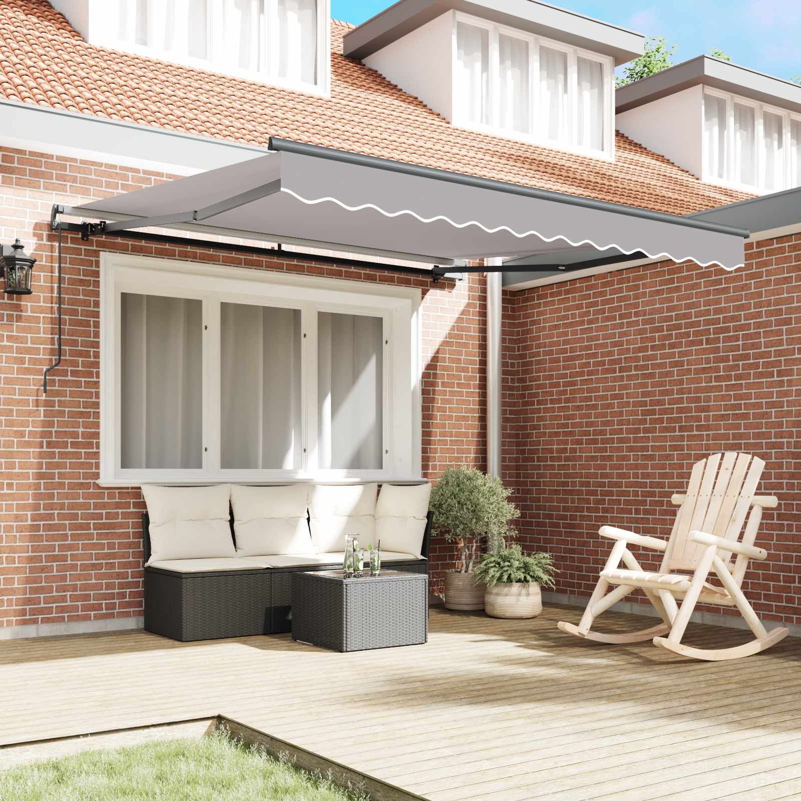 Skrovita tenda Svijetlo siva 300 x 250 cm Poliester i čelik