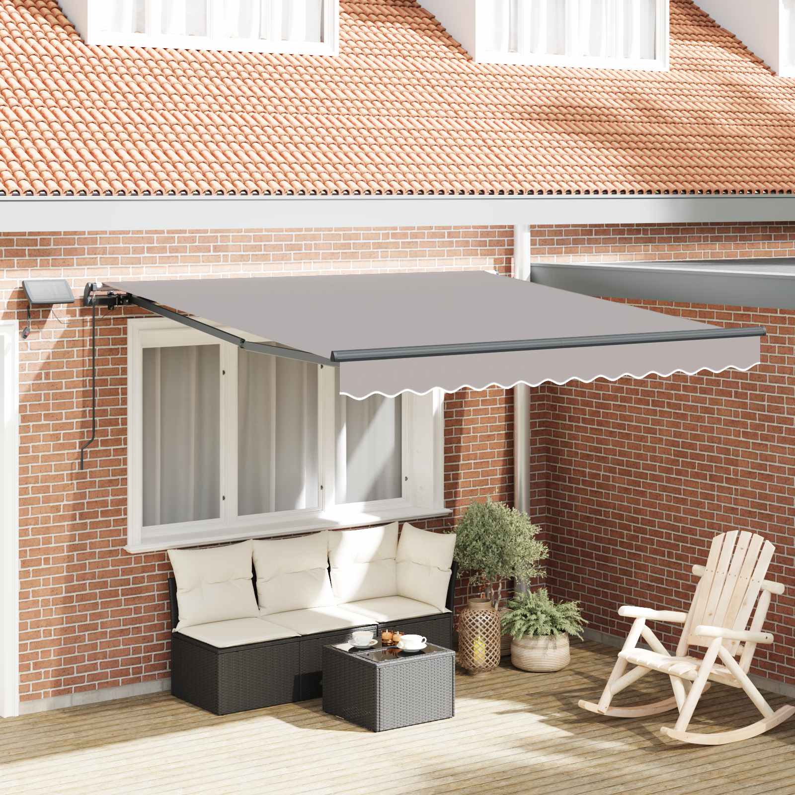 Skrovita tenda S LED lampica Svjetlosiva 300 x 250 cm tkanina