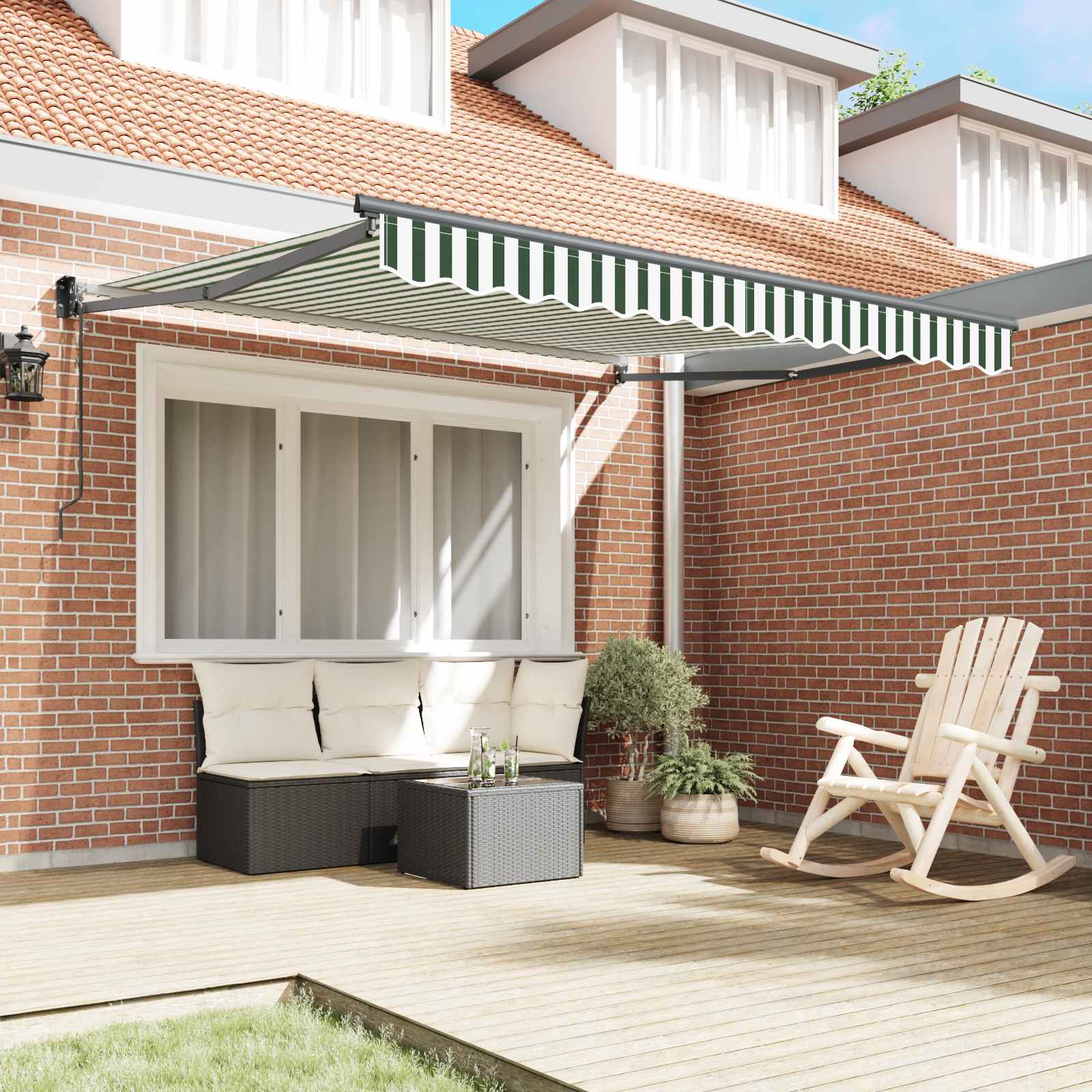Nadstrešnica Zelena i bijela 300 x 250 x 165 cm Poliester