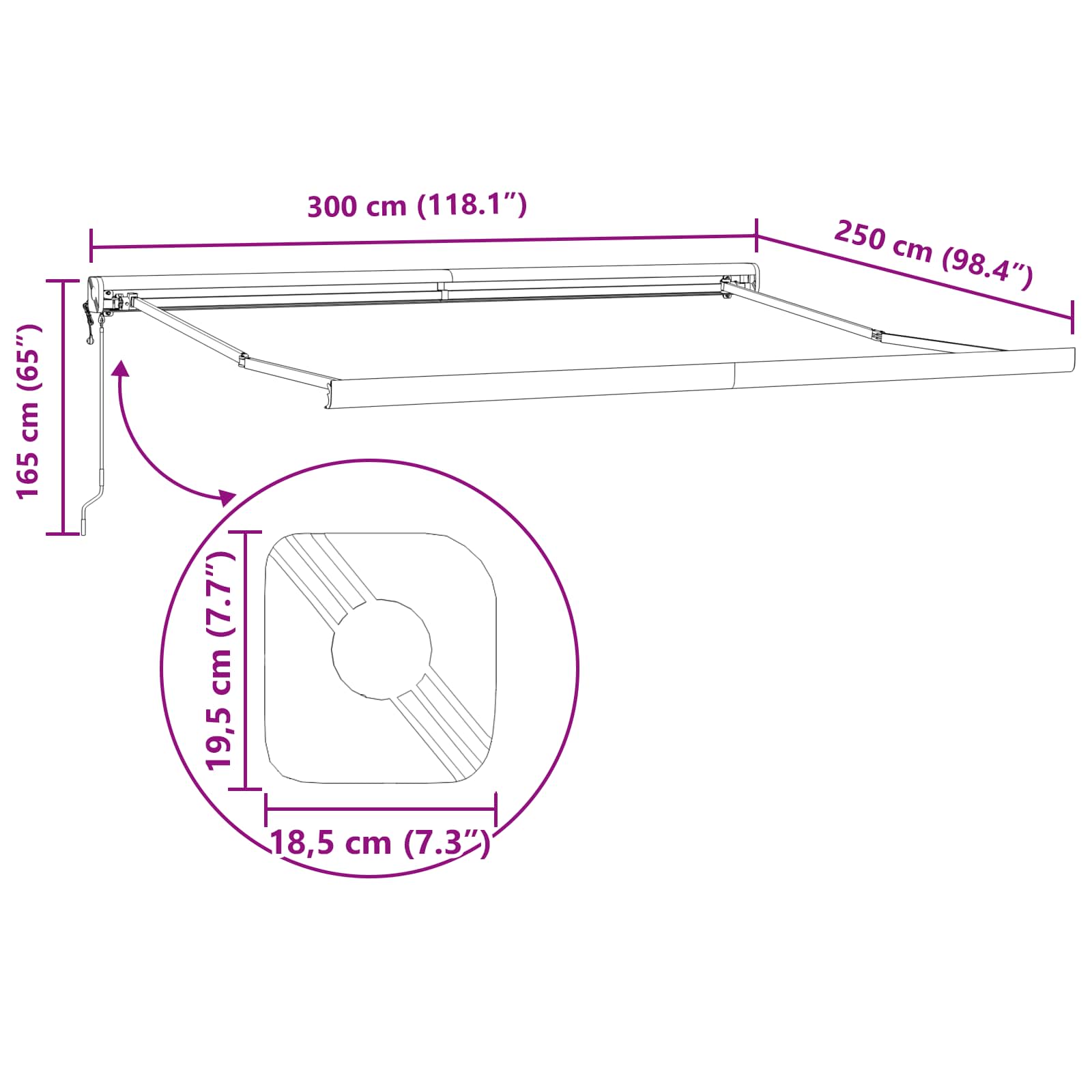 Nadstrešnica Zelena i bijela 300 x 250 x 165 cm