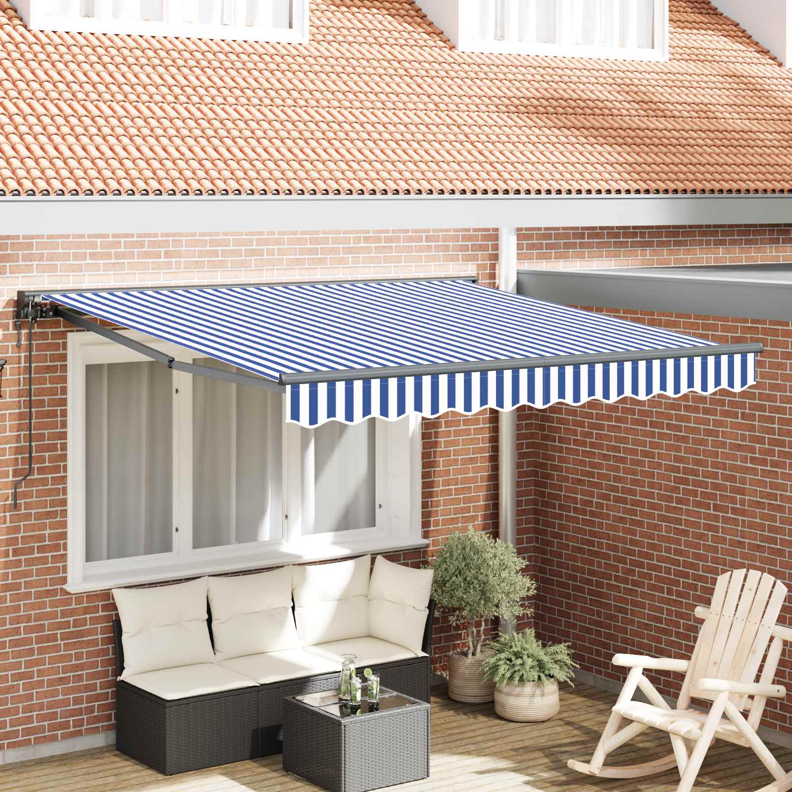 Okvir tende Plava i bijela 350 x 250 cm Poliester s PU premazom