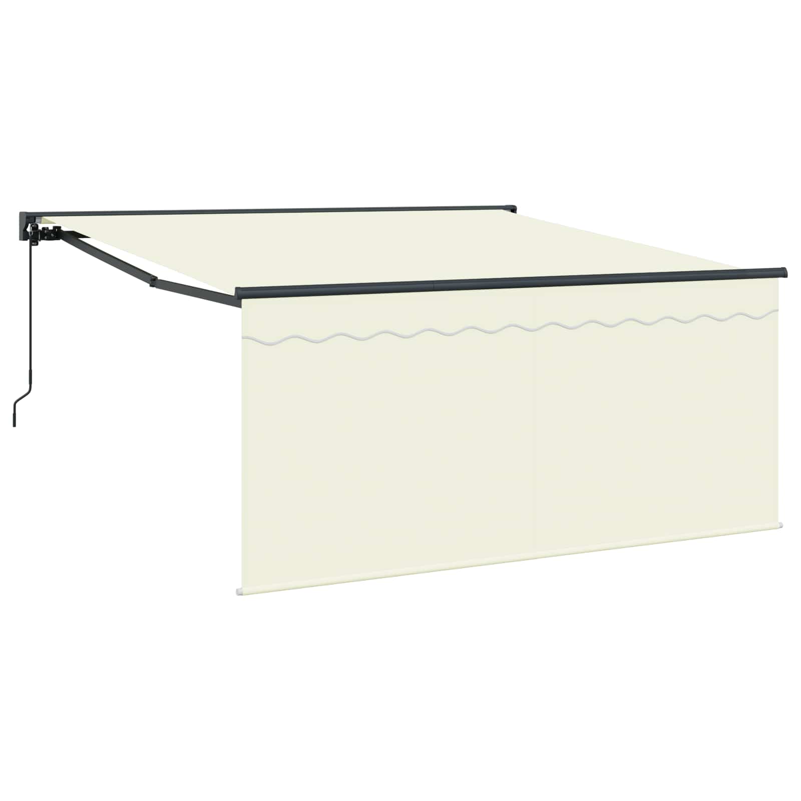 Skrovita tenda Krema 350 x 250 cm Poliester i aluminij