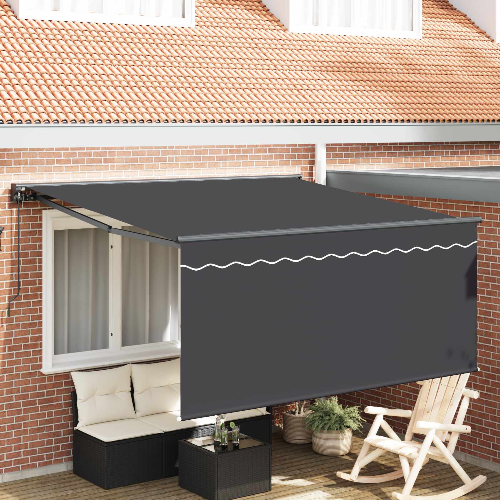Skrovita tenda Antracit 350 x 250 cm Poliester i aluminij