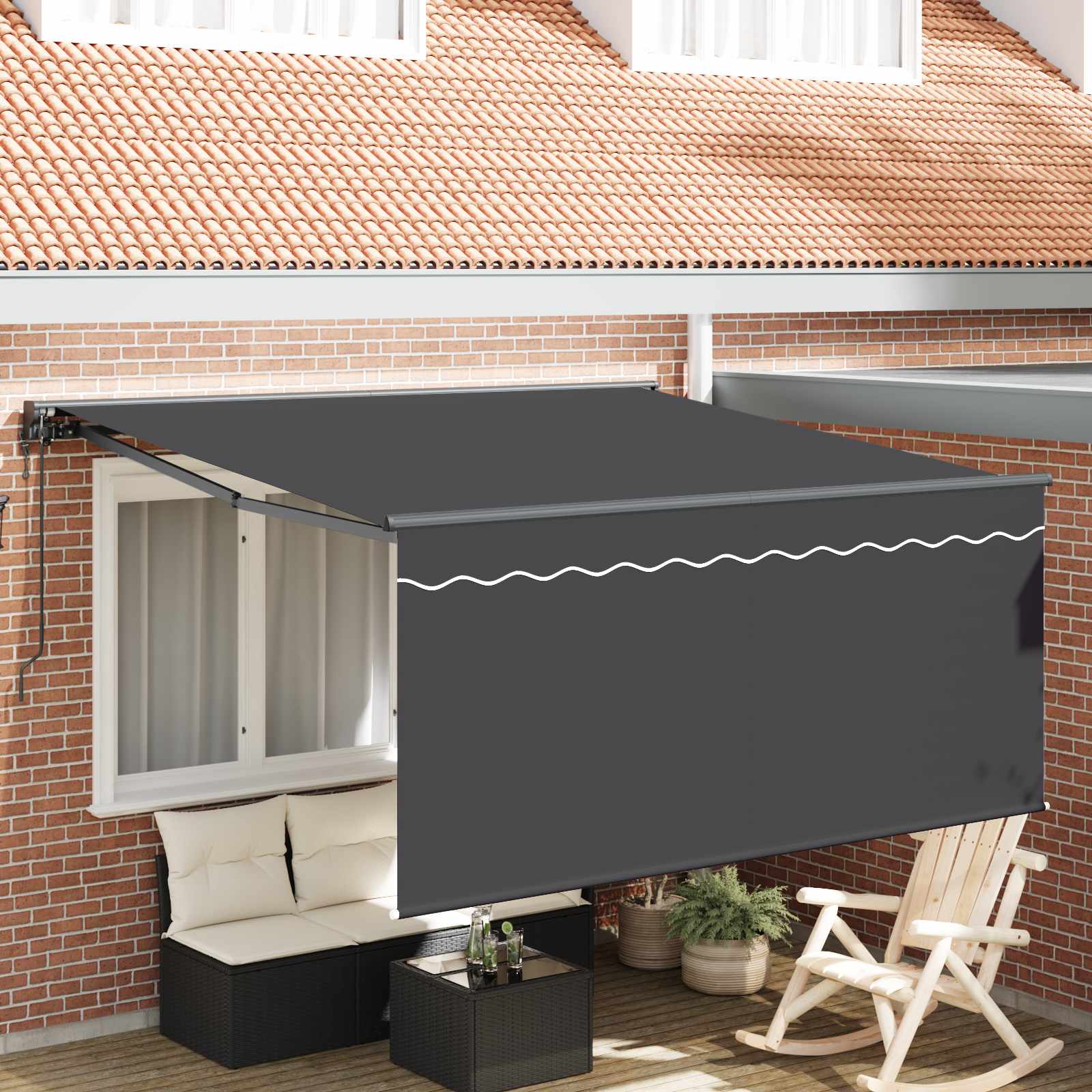 Skrovita tenda Antracit 350 x 250 cm Poliester i aluminij