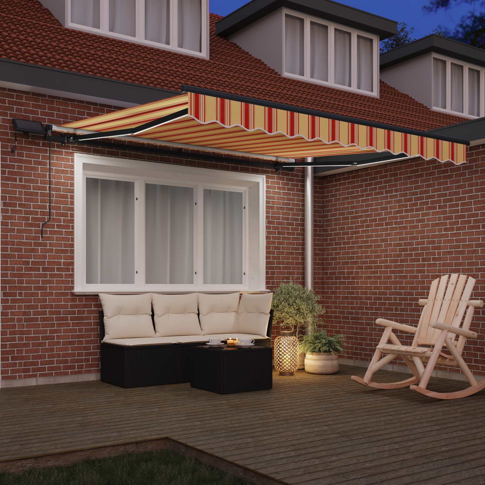 Skrovita tenda žuta i narančasta 350 x 250 cm tkanina