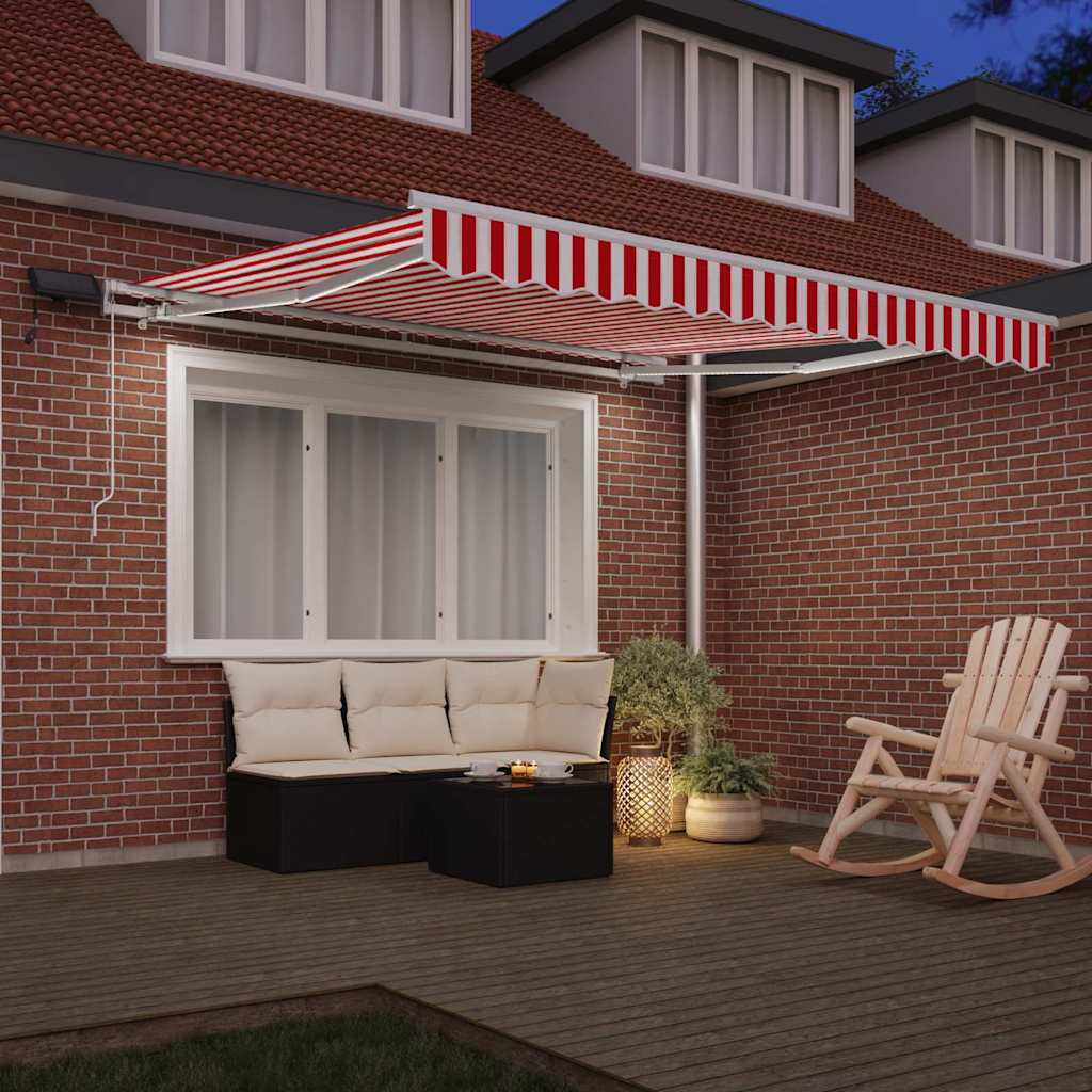 Skrovita tenda Crvena i bijela 350 x 250 cm Tkanina i čelik