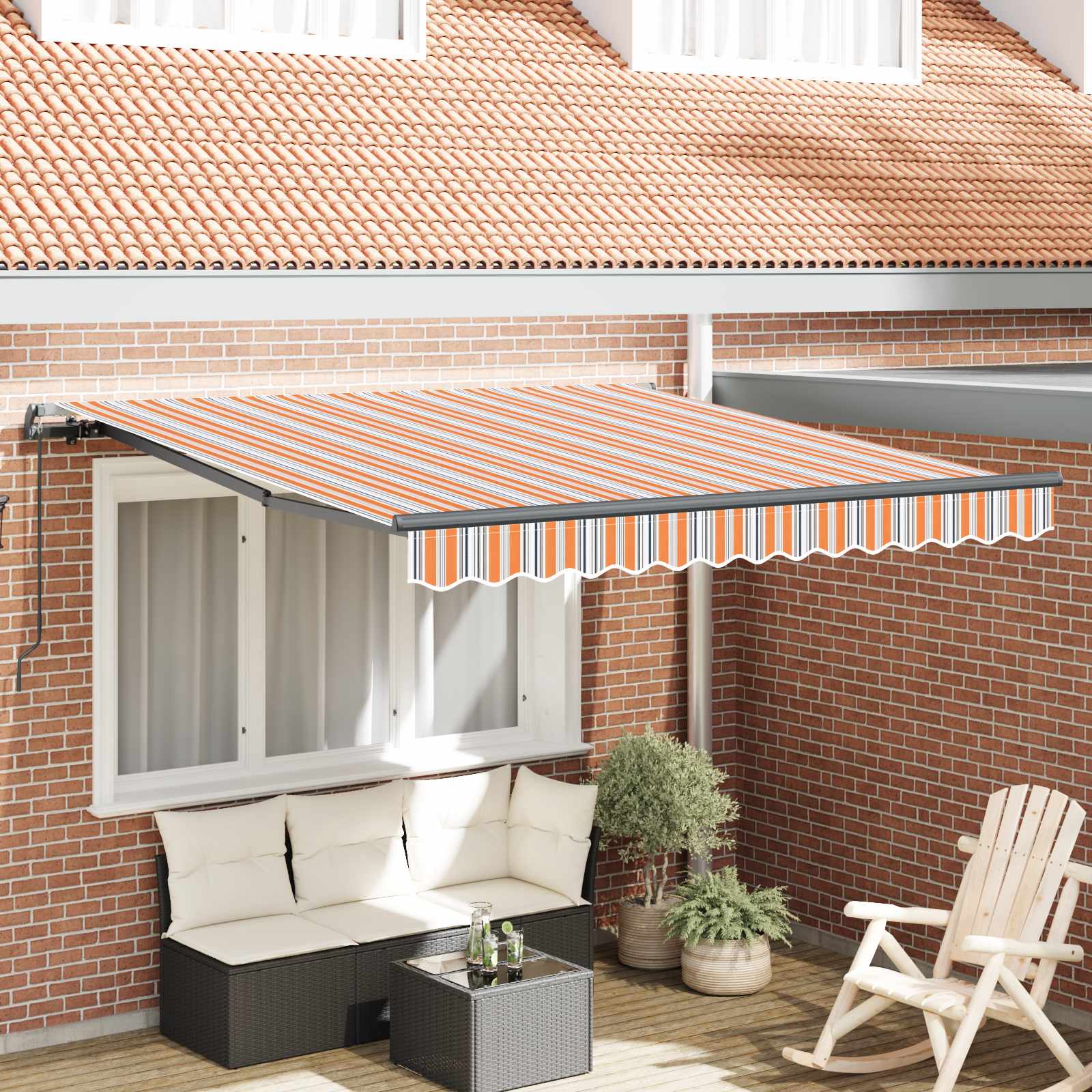 Skrovita tenda Šareni 350 x 250 cm Poliester i čelik
