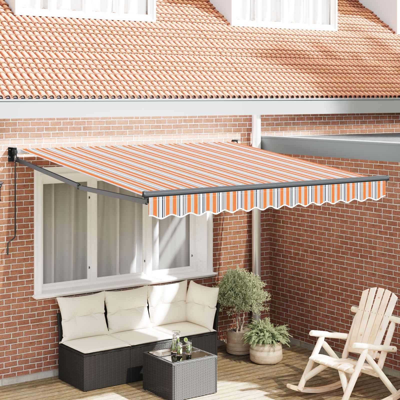 Skrovita tenda Šareni 350 x 250 cm Poliester i aluminij
