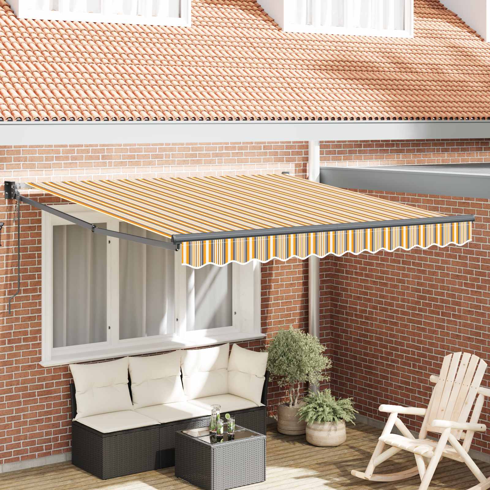 Skrovita tenda Šareni 350 x 250 cm Poliester i aluminij
