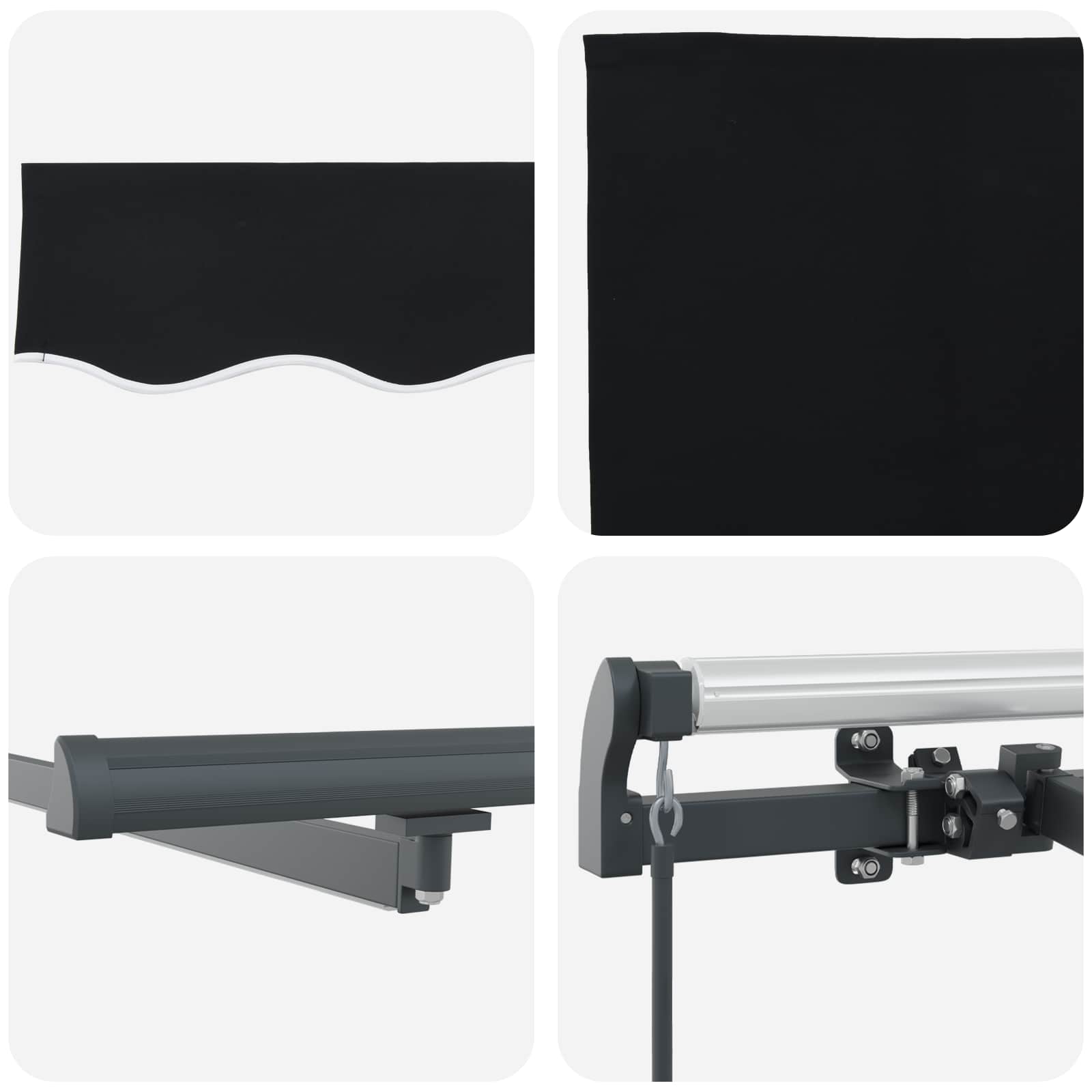 Skrovita tenda S LED lampica Crna 350 x 250 cm tkanina