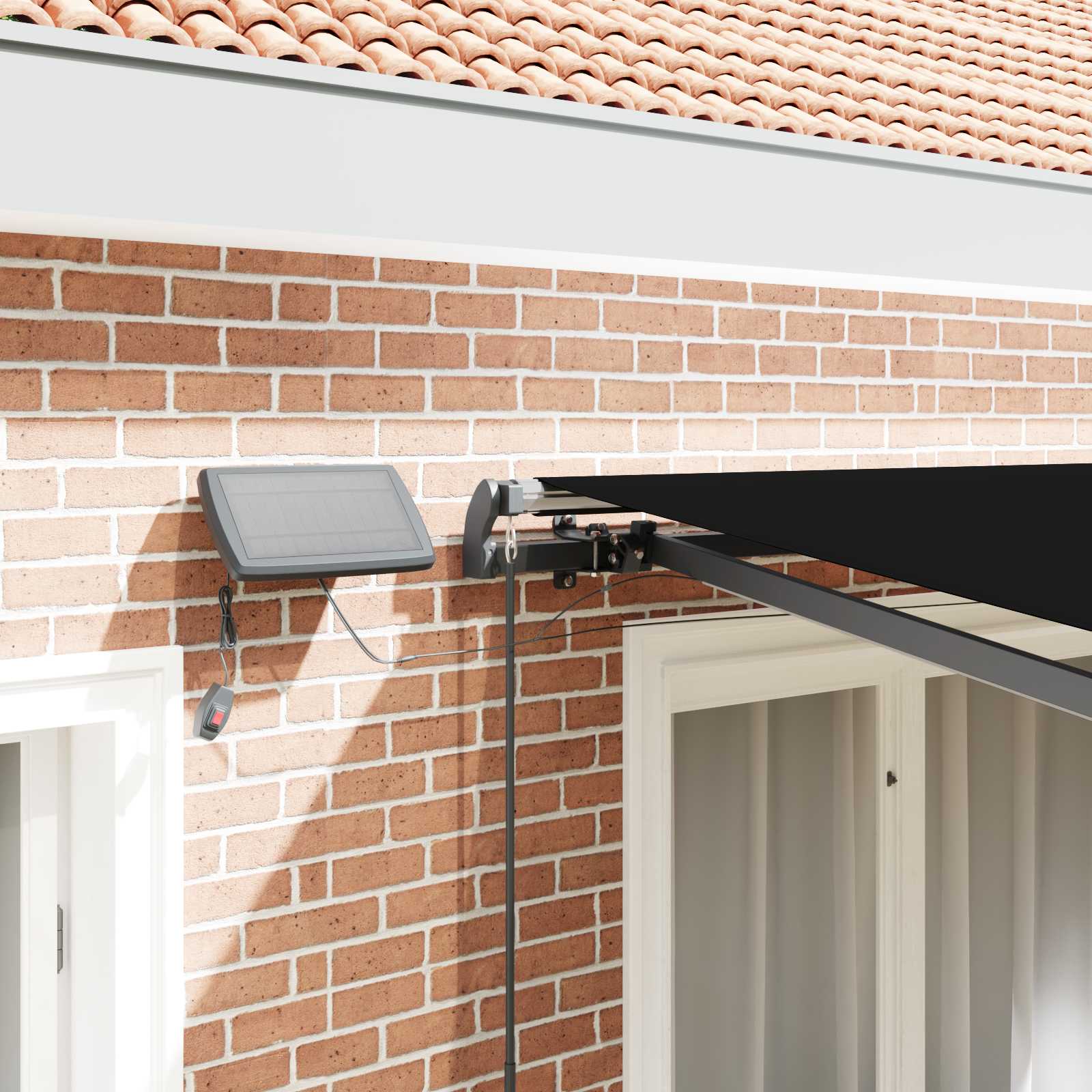 Skrovita tenda S LED lampica Crna 350 x 250 cm tkanina