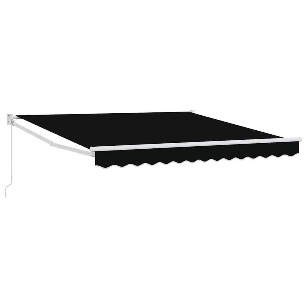 Skrovita tenda Crna 350 x 250 cm Poliester i aluminij