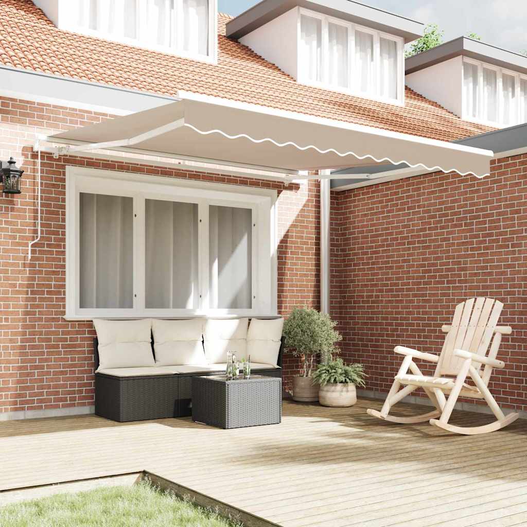 Skrovita tenda Bež 350 x 250 cm Poliester i aluminij