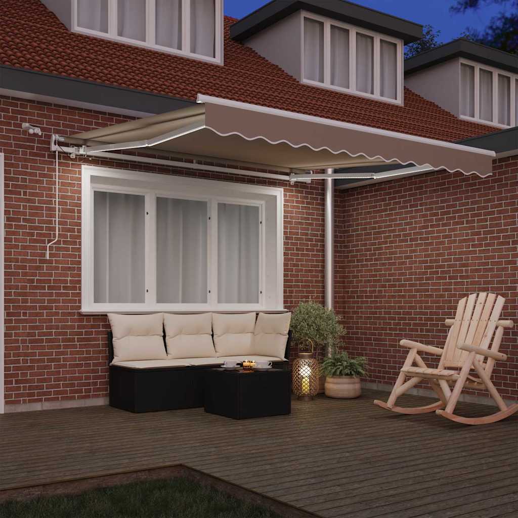Skrovita tenda S LED lampica Bež 350 x 250 cm Poliester i metal