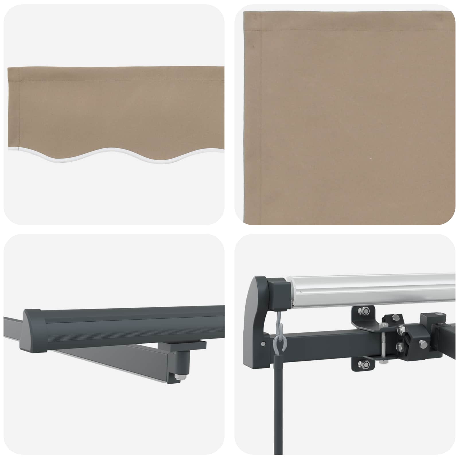 Skrovita tenda S LED lampica Bež 350 x 250 cm tkanina