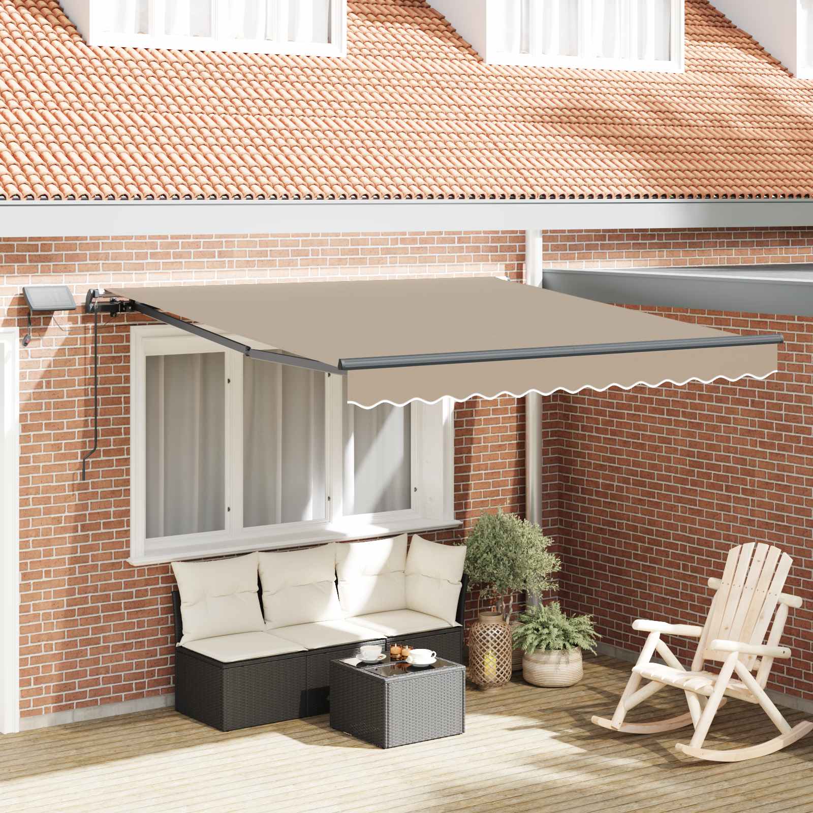 Skrovita tenda S LED lampica Bež 350 x 250 cm tkanina