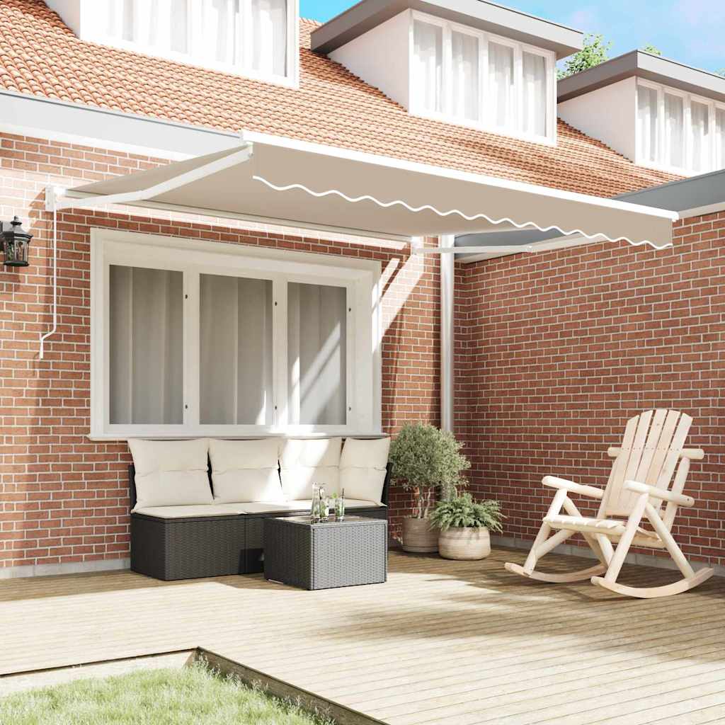 Skrovita tenda Bež 350 x 250 cm Poliester i aluminij