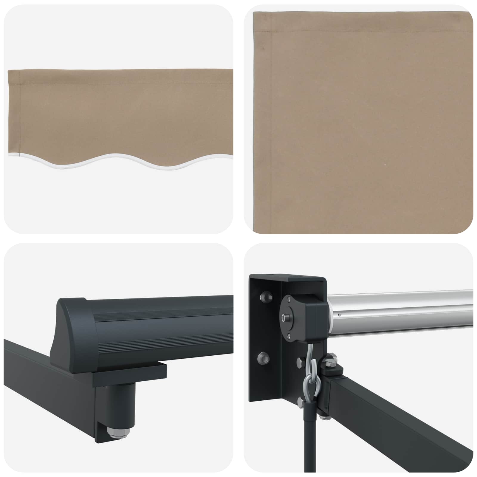 Skrovita tenda Bež 350 x 250 cm Poliester i aluminij
