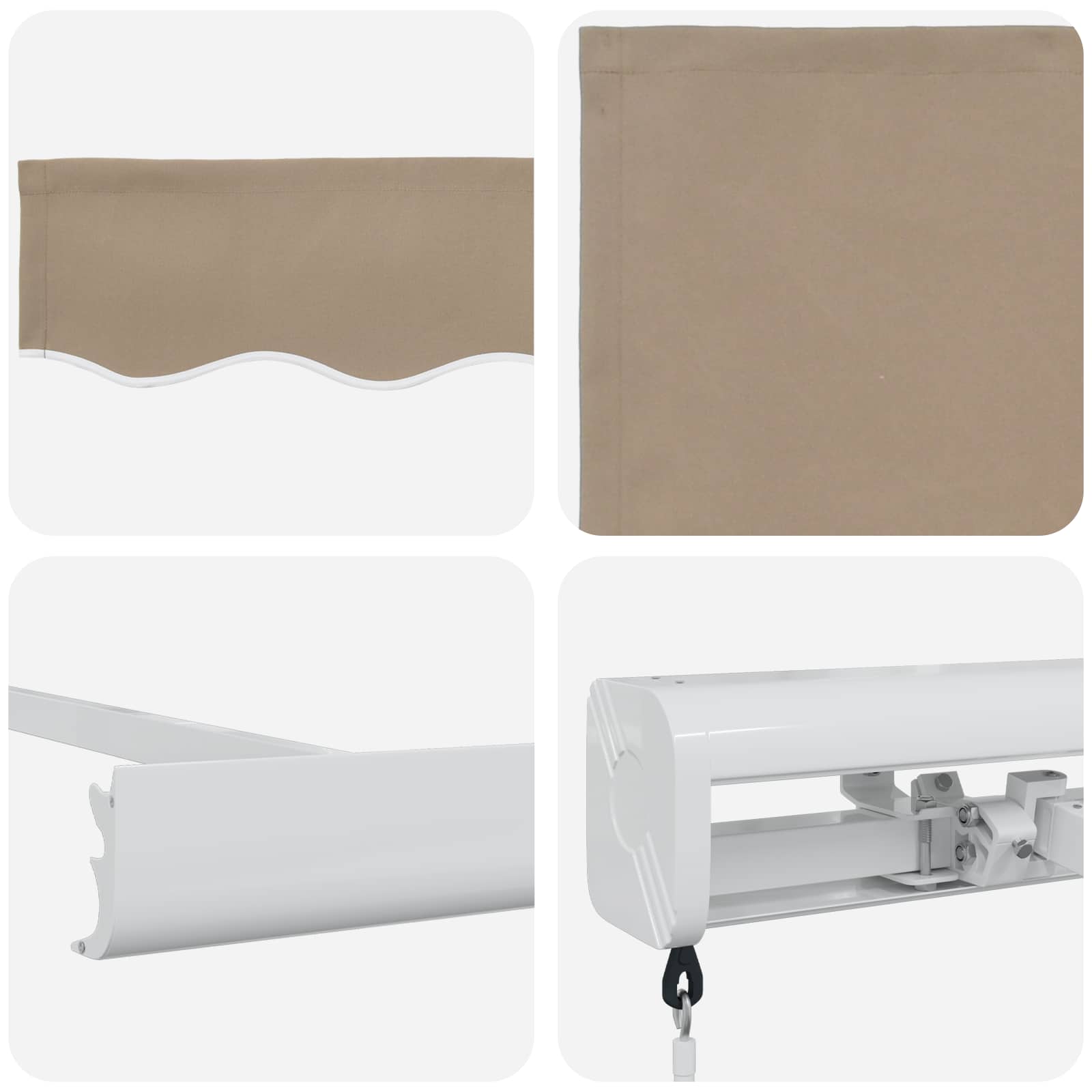 Skrovita tenda Bež 350 x 250 cm Tkanina i Metal