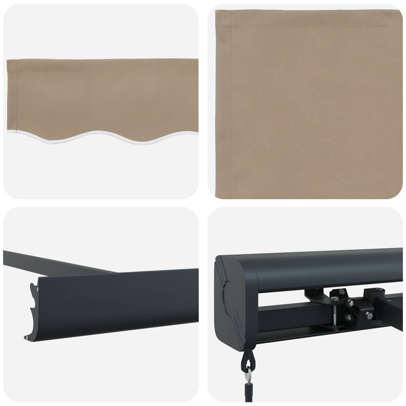 Skrovita tenda Bež 350 x 250 cm Tkanina i Metal
