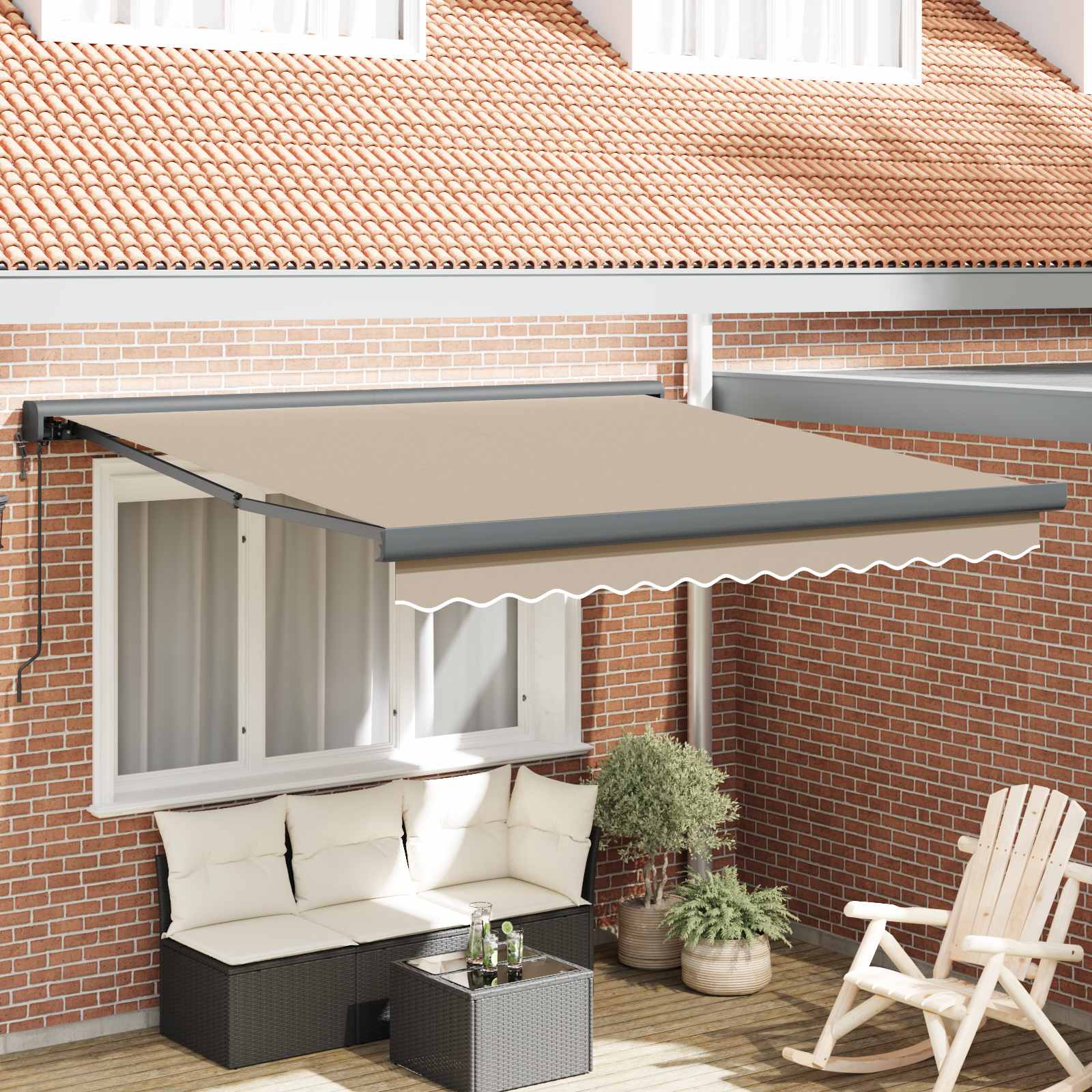 Nadstrešnica Bež 350 x 250 cm Poliester i aluminij